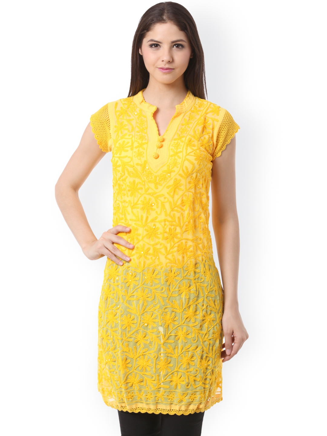 chikankari kurta myntra