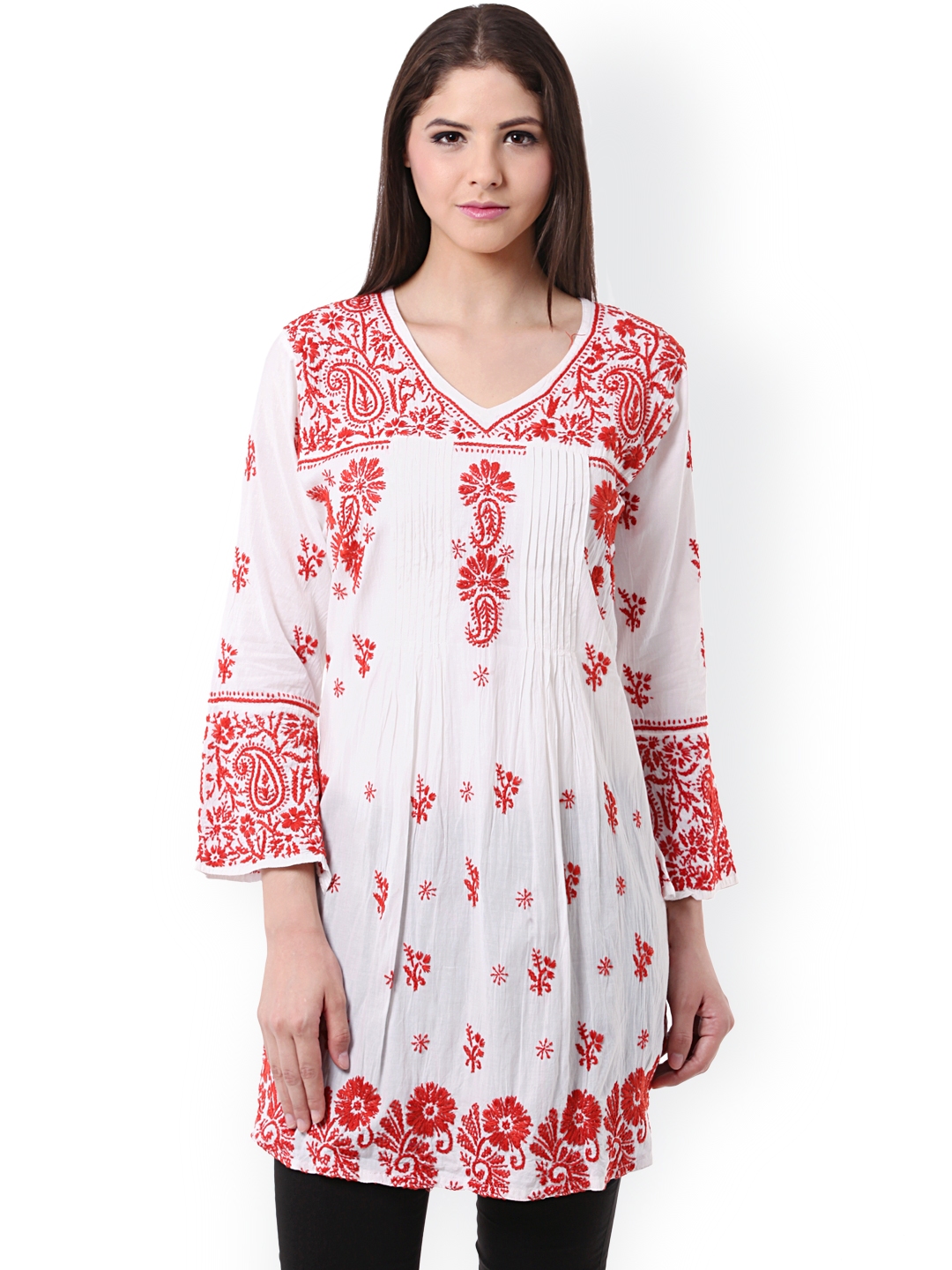 chikankari kurta myntra