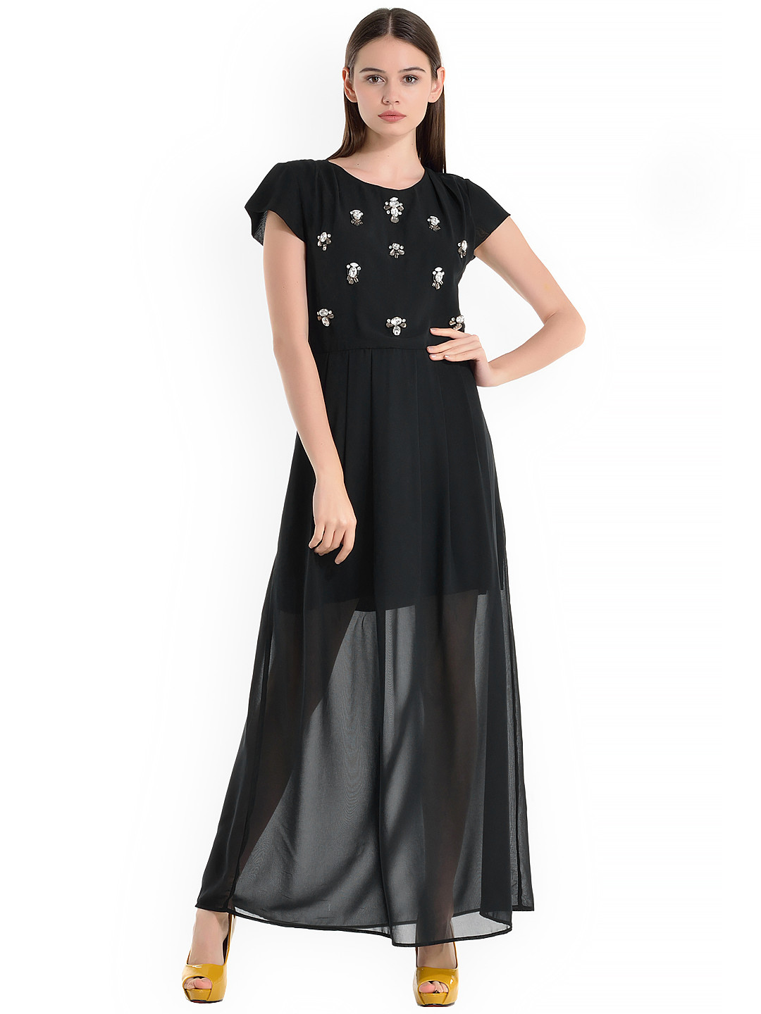 Buy Kazo Black Embellished Anges Maxi Dress Dresses for Women 860847