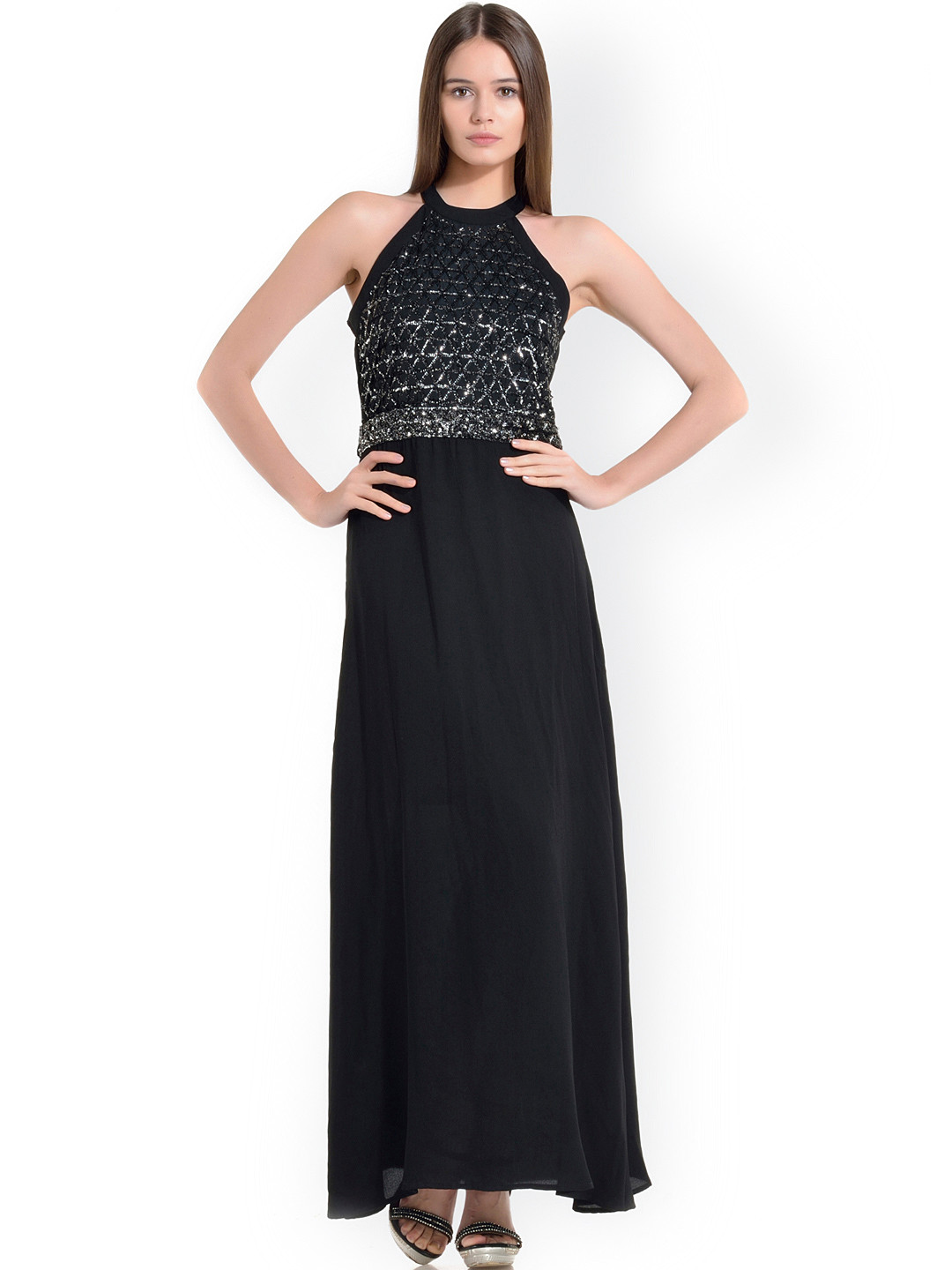 Buy Kazo Black Maxi Dress Dresses for Women 860848 Myntra