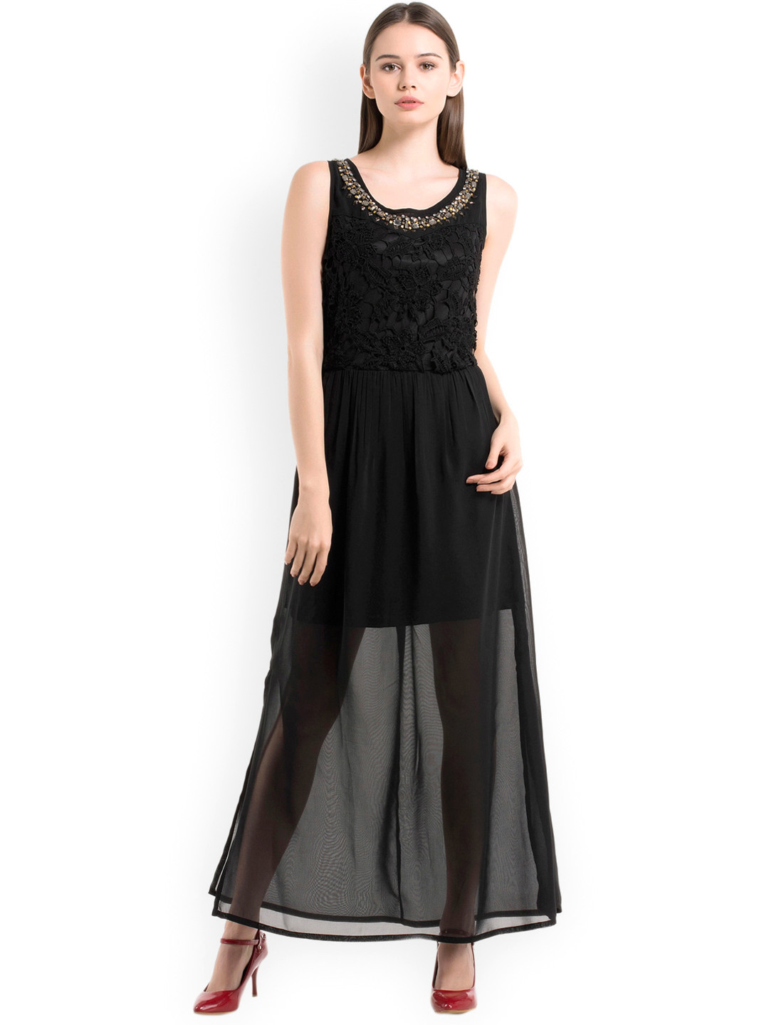 Buy Kazo Black Maxi Dress Dresses for Women 860871 Myntra