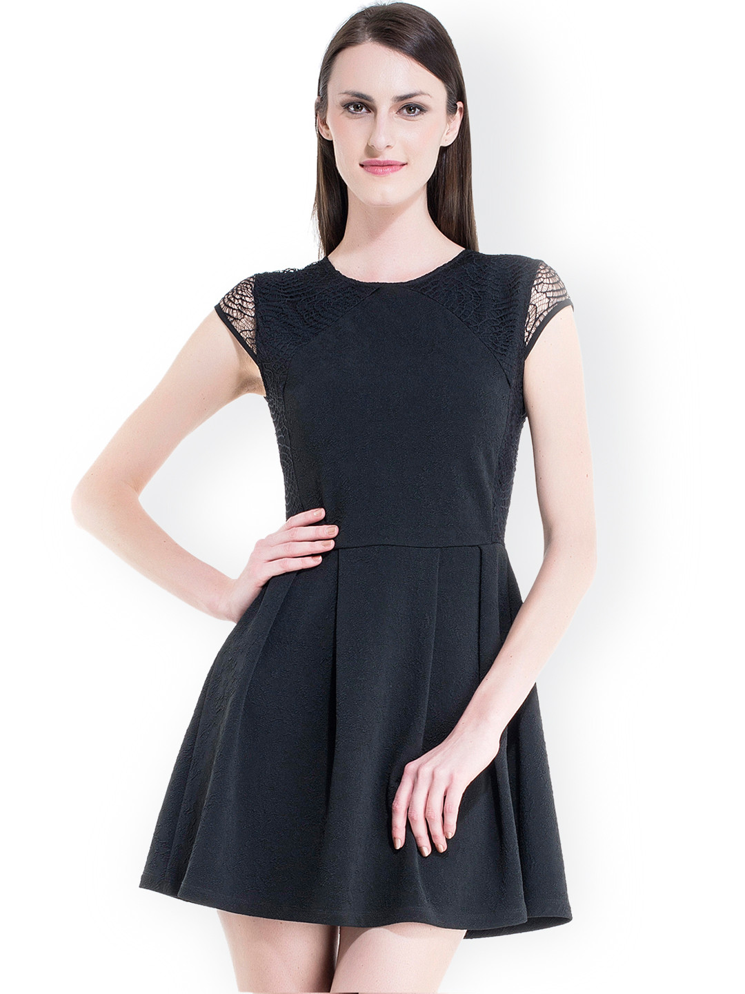 Buy Kazo Black Lace Skater Dress Dresses for Women 860895 Myntra