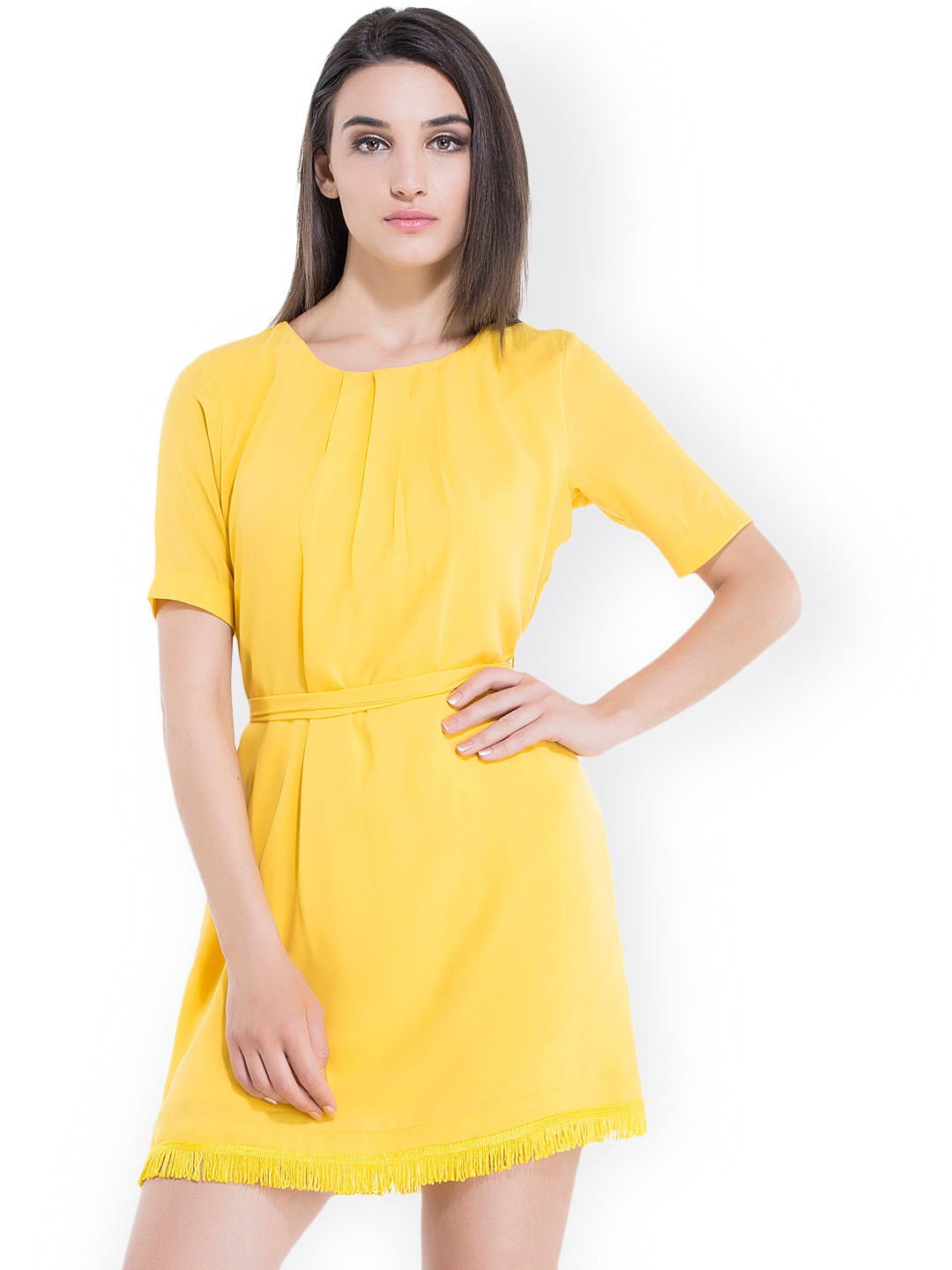 Buy Kazo Yellow Belted Dress Dresses for Women 860907 Myntra