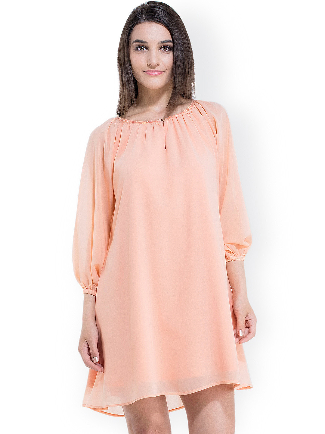 Buy Kazo Peach Coloured Shift Dress Dresses for Women 860908 Myntra