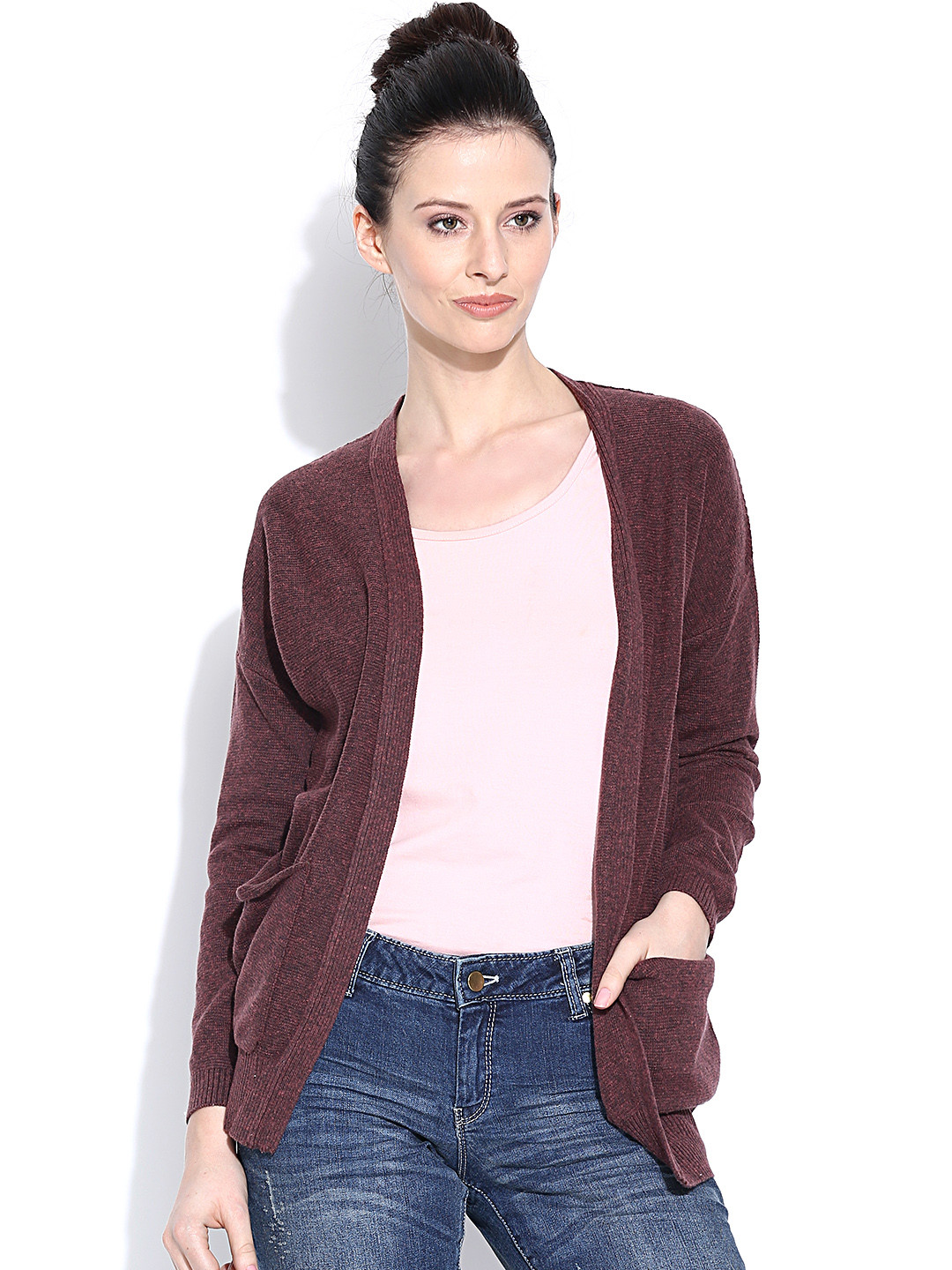 Buy Wills Lifestyle Burgundy Cardigan Sweaters for Women 862705 Myntra