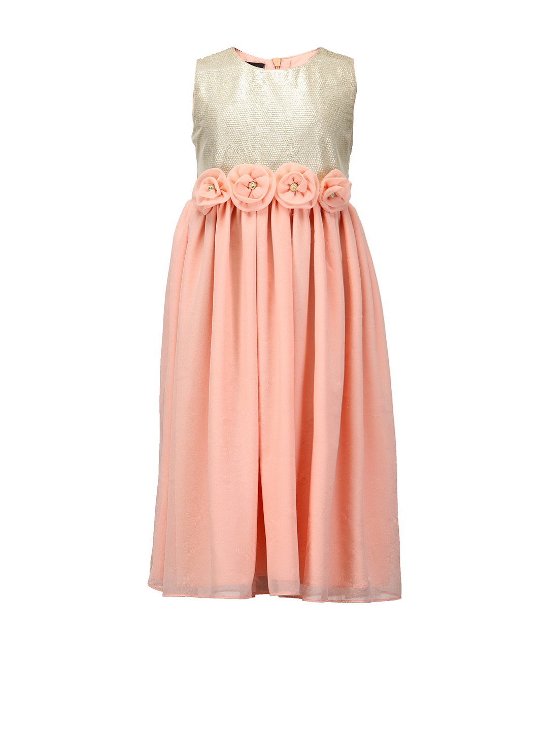 Buy Peaches Girls Gold Toned & Peach Coloured Maxi Dress Dresses for