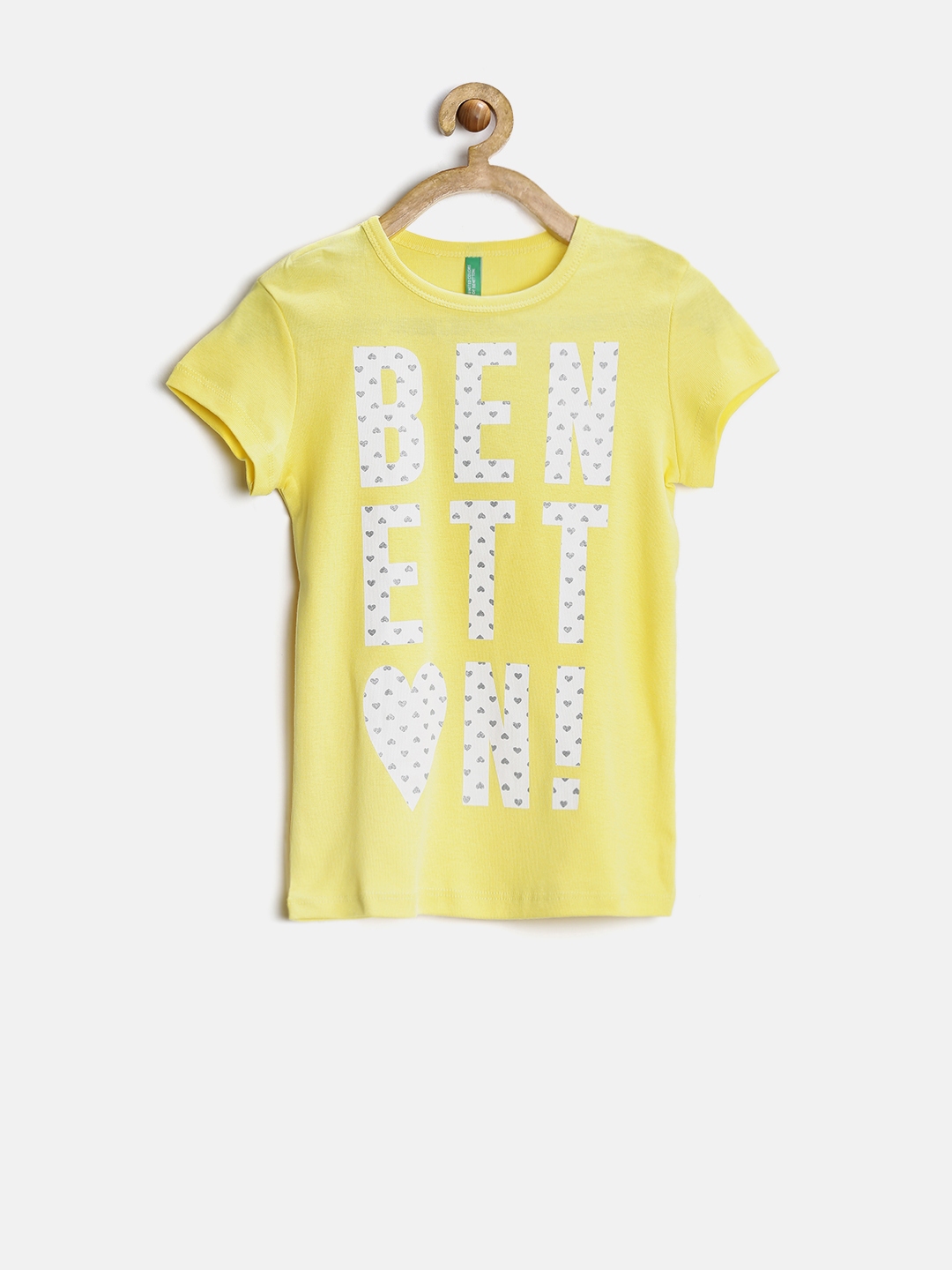 Buy United Colors Of Benetton Girls Yellow Printed Pure Cotton T Shirt ...
