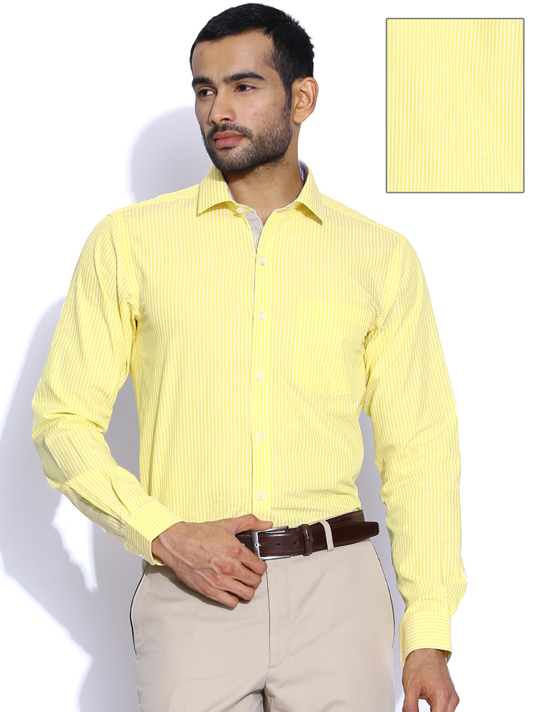mens yellow and white striped t shirt