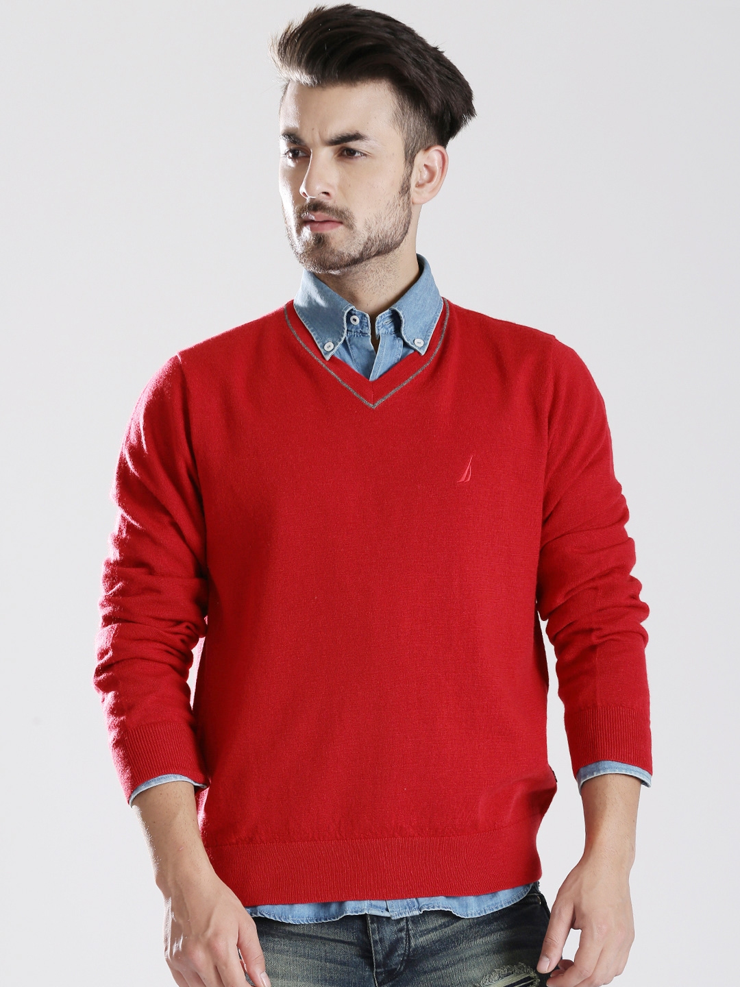 Buy Nautica Red Woollen Sweater Sweaters For Men 886719 Myntra 