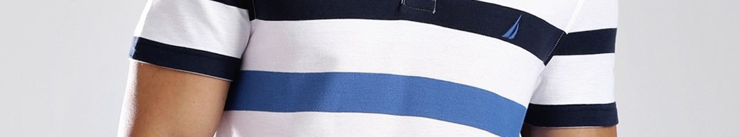 Buy Nautica White & Blue Striped Polo T Shirt - Tshirts for Men 886740 ...