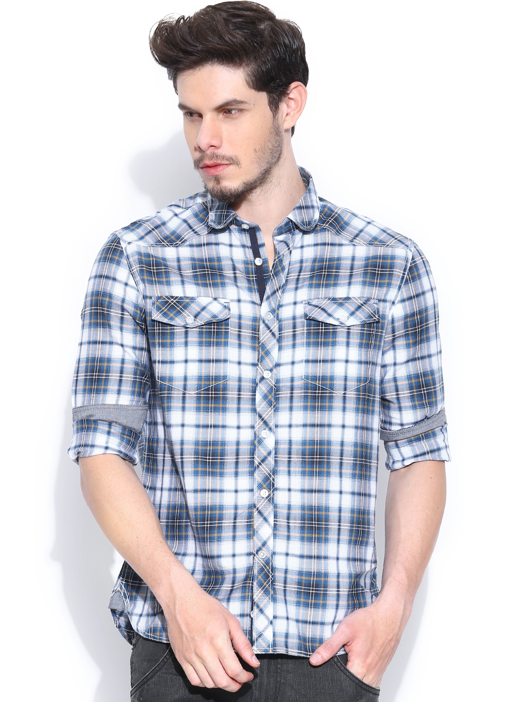 Buy Celio Blue Checked Casual Shirt - Shirts for Men 891247 | Myntra