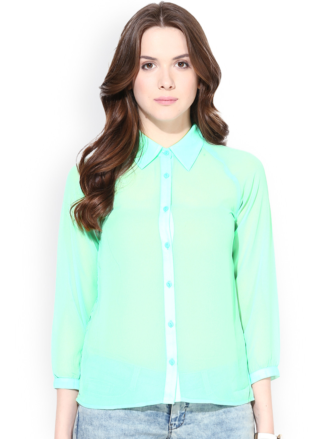 Buy Harpa Green Sheer Shirt Shirts for Women 895896 Myntra