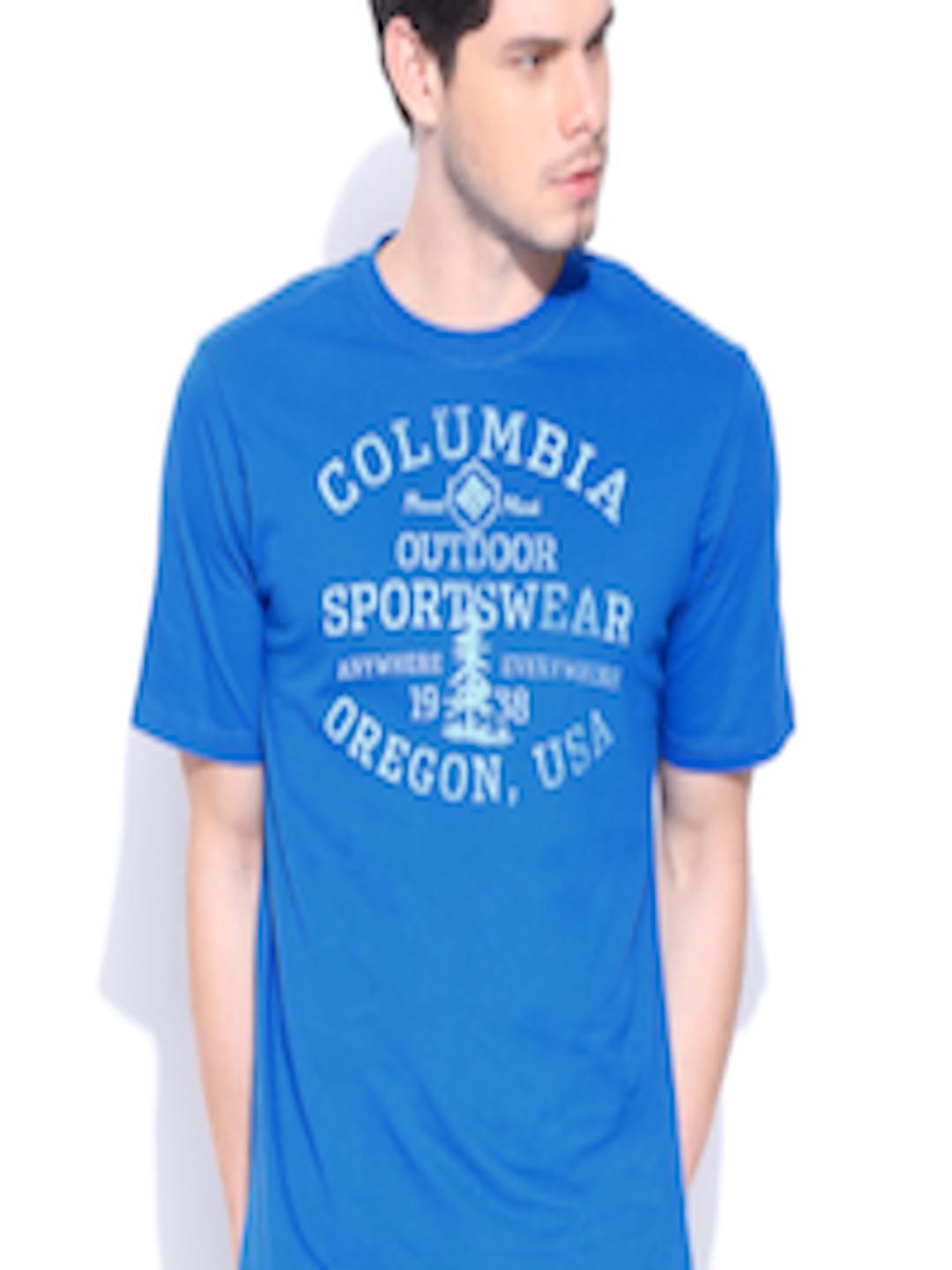 Buy Columbia Blue CSC Latitude Legend Printed Pure Cotton T Shirt ...