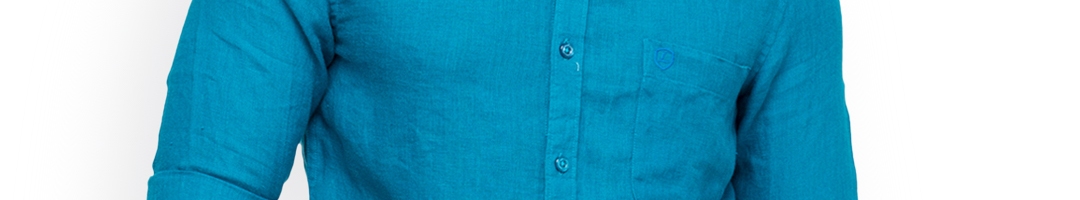 Buy Laven Teal Blue Linen Slim Fit Casual Shirt - Shirts for Men 898726 ...