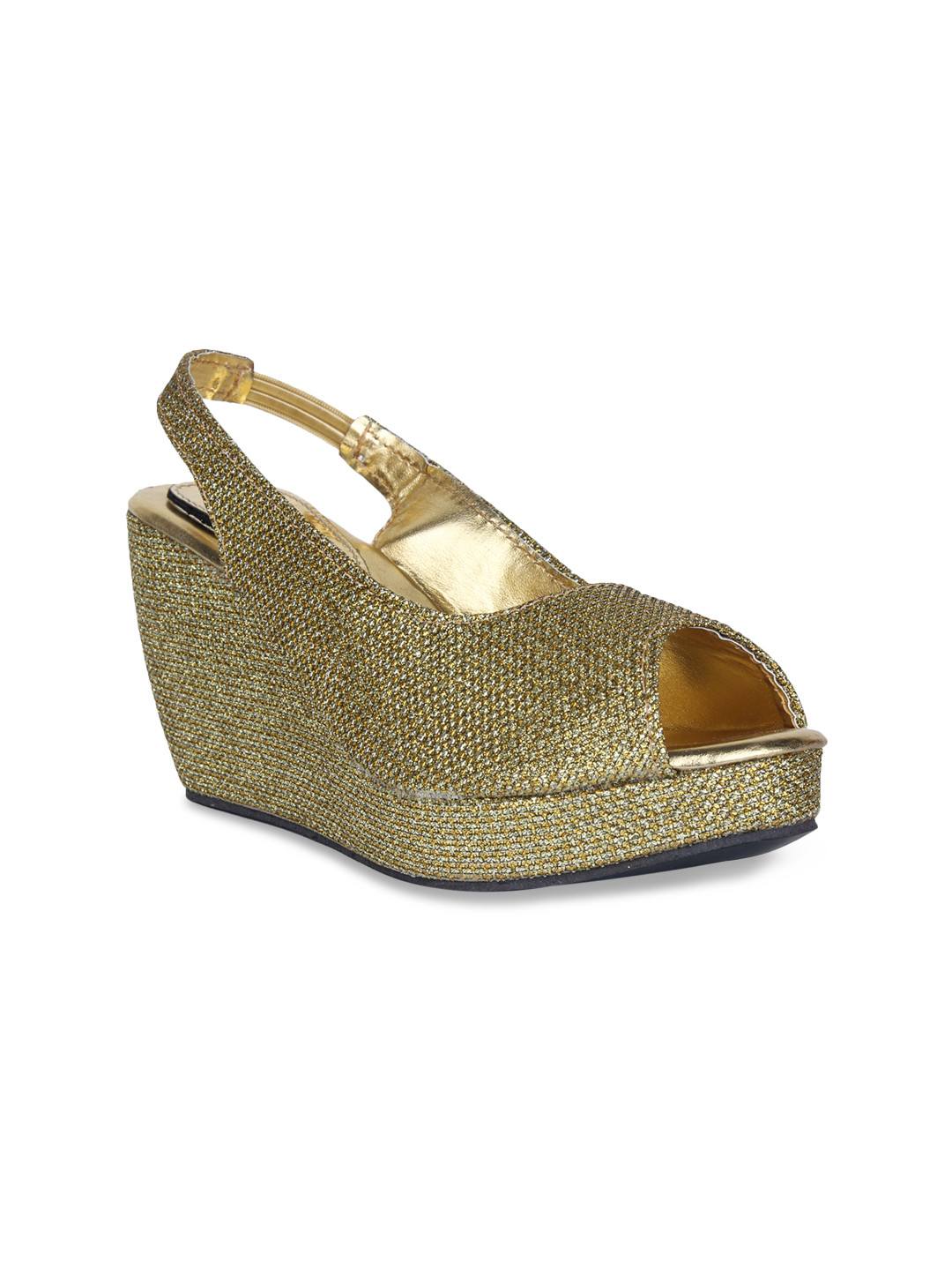 Buy Shoetopia Gold Toned Platform Wedges Heels for Women 900463 Myntra