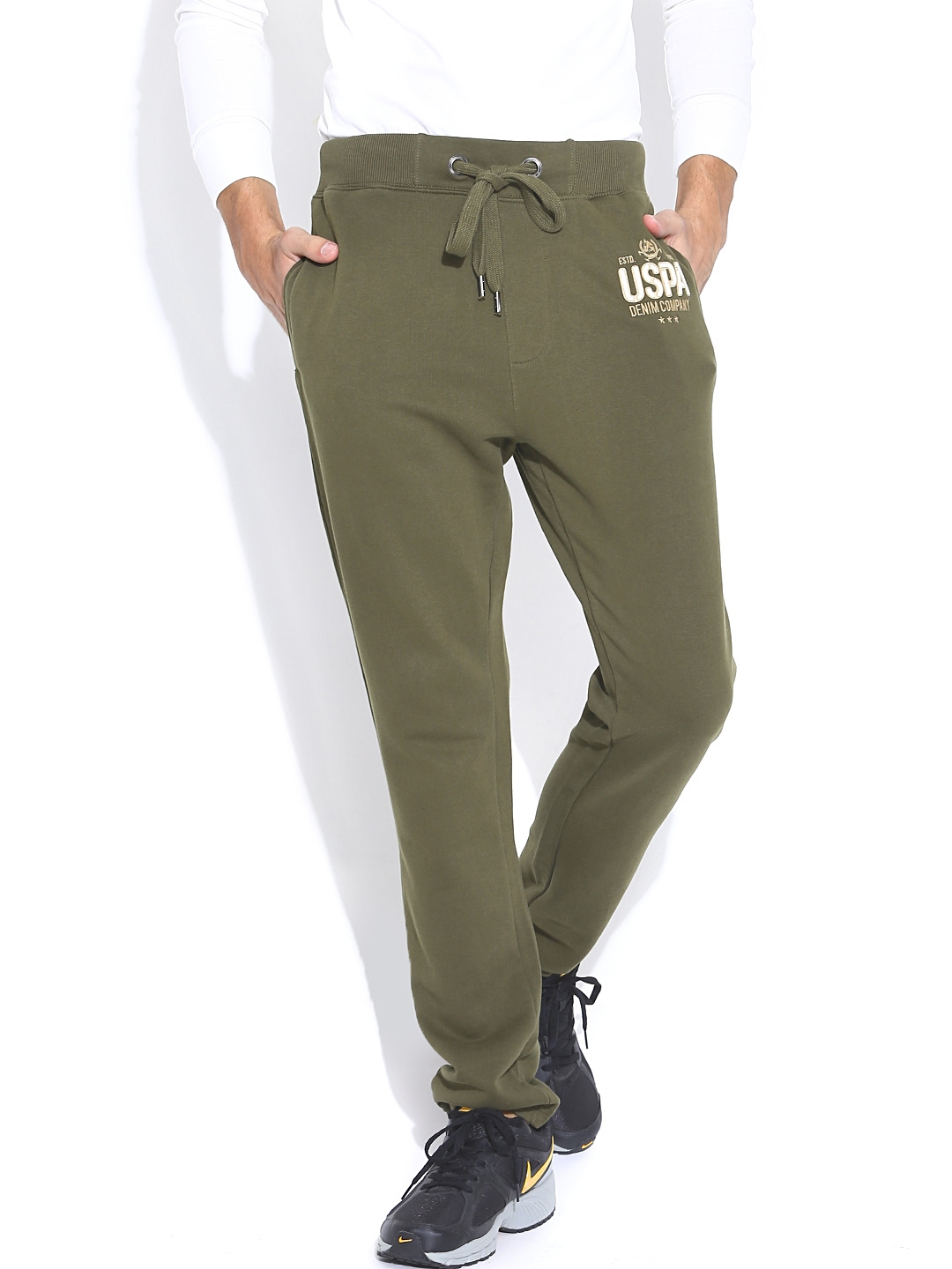 pine green track pants