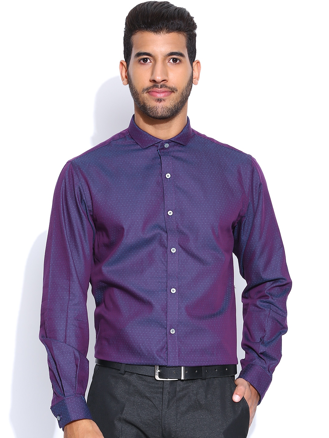 Buy John Players Purple Dual Toned Party Shirt - Shirts for Men 921760 ...