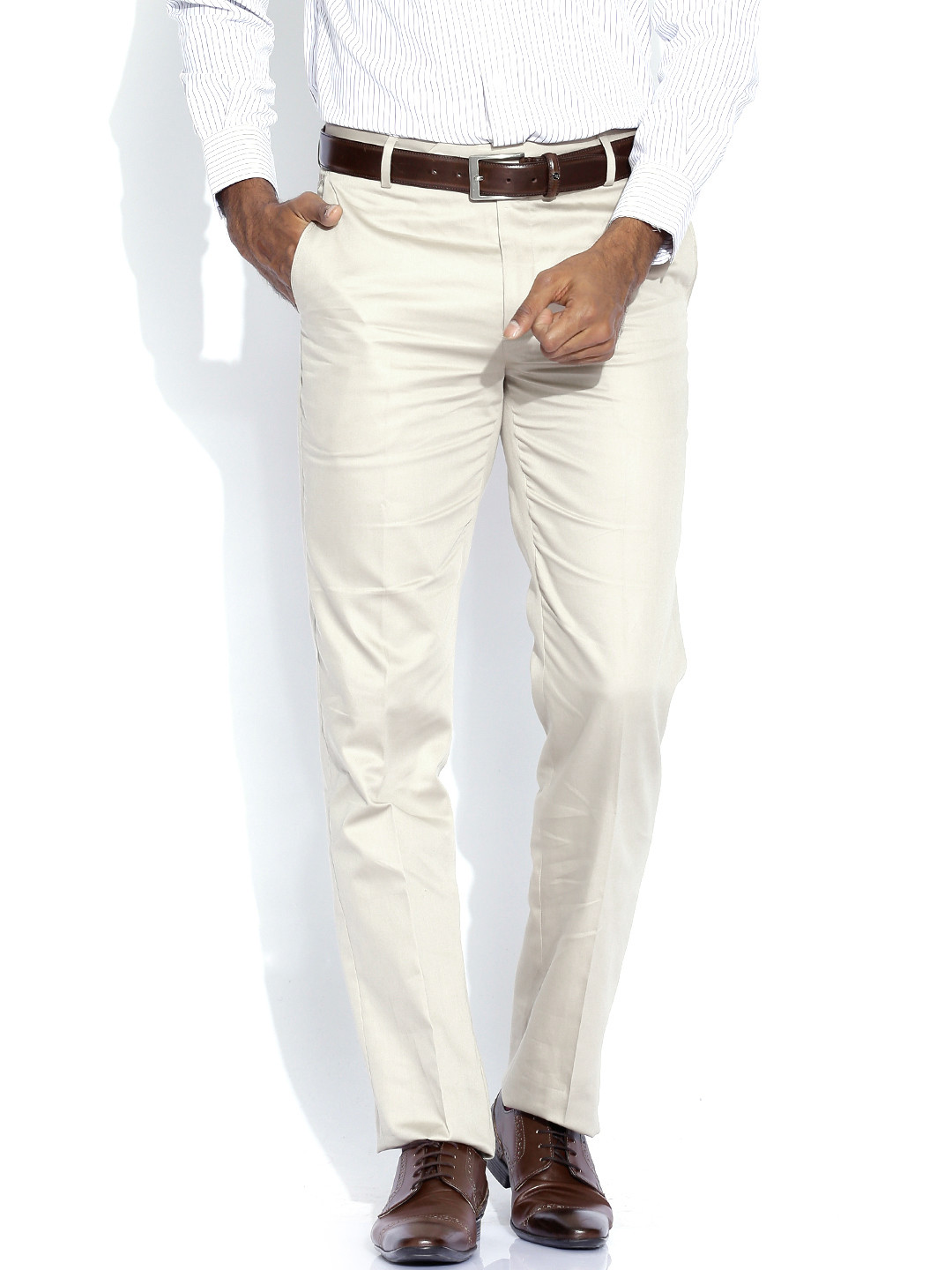 Buy John Players Beige Formal Trousers - Trousers for Men 921787 | Myntra