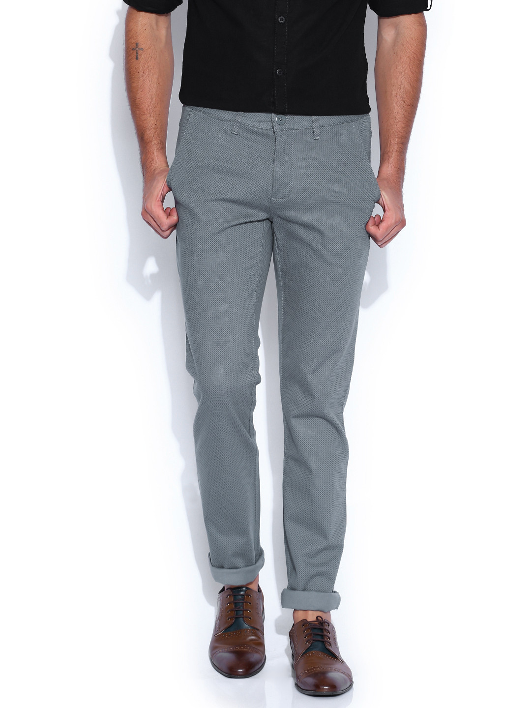 Buy John Players Grey Printed Trousers - Trousers for Men 921799 | Myntra