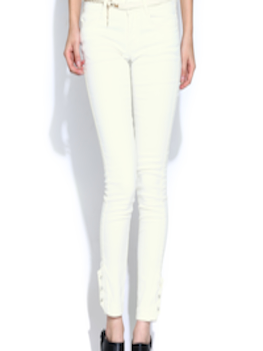 Buy Deal Jeans White Ankle Length Trousers - Trousers for Women 929179 ...