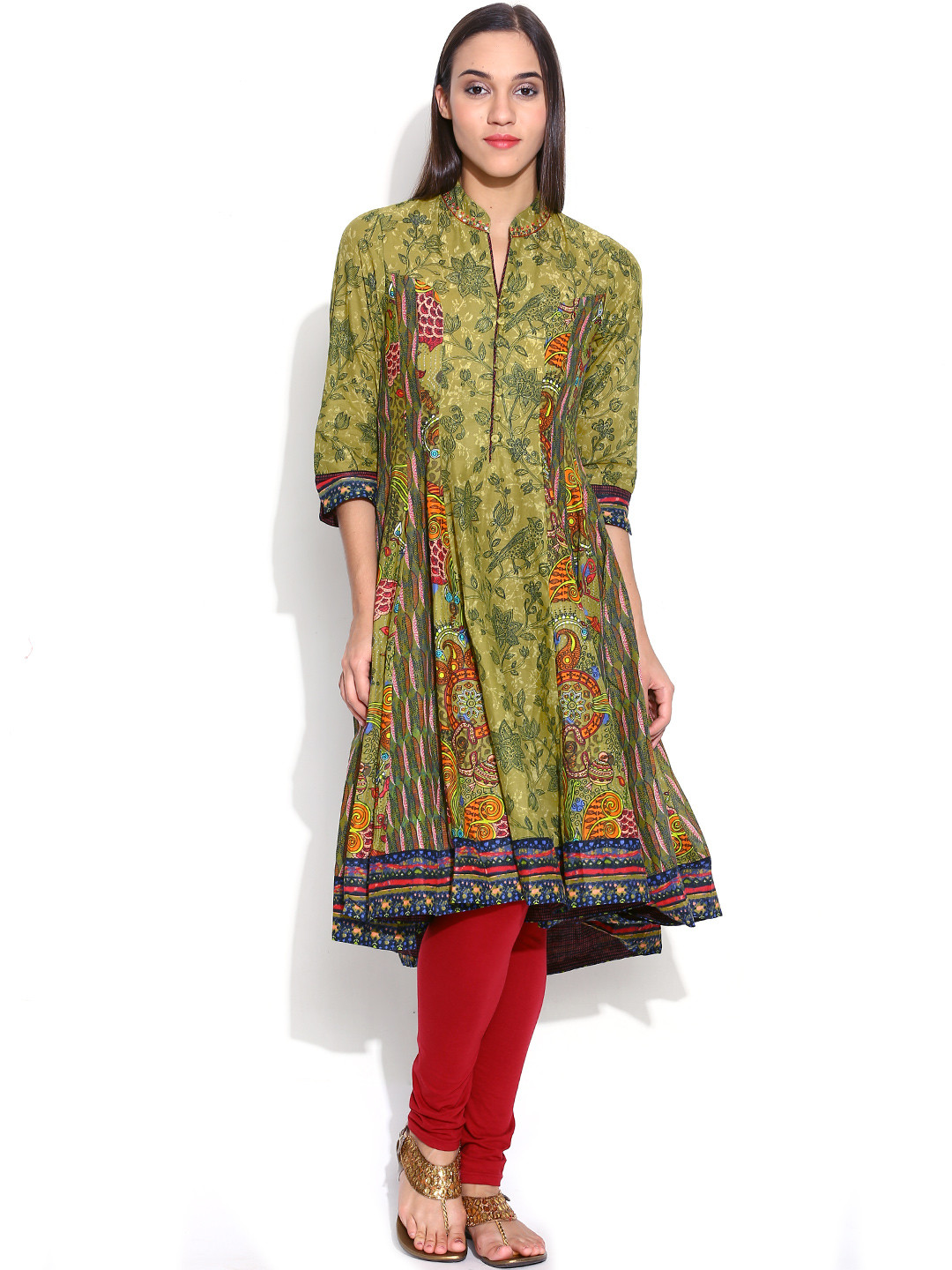 Buy BIBA Green Printed Anarkali Kurta Kurtas for Women 937121 Myntra