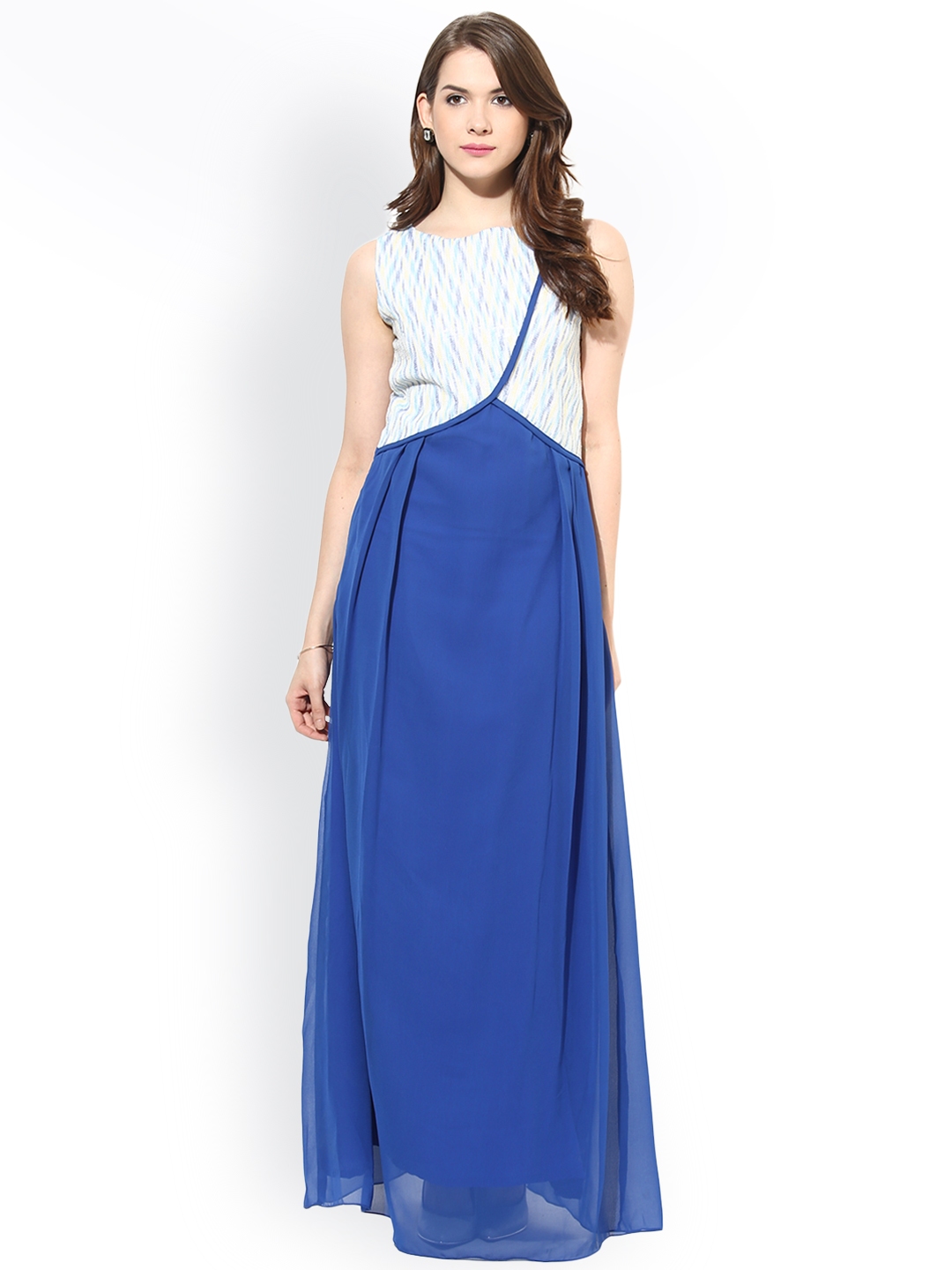 Buy Athena Blue And White Sequinned Maxi Dress Dresses For Women 939747 Myntra 3629