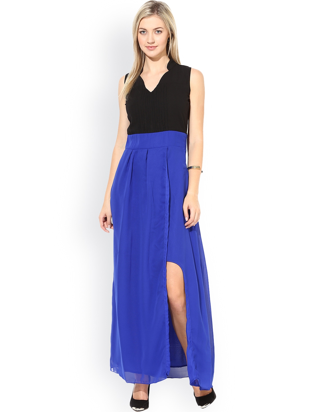 Buy Athena Blue And Black Maxi Dress Dresses For Women 939762 Myntra 6529