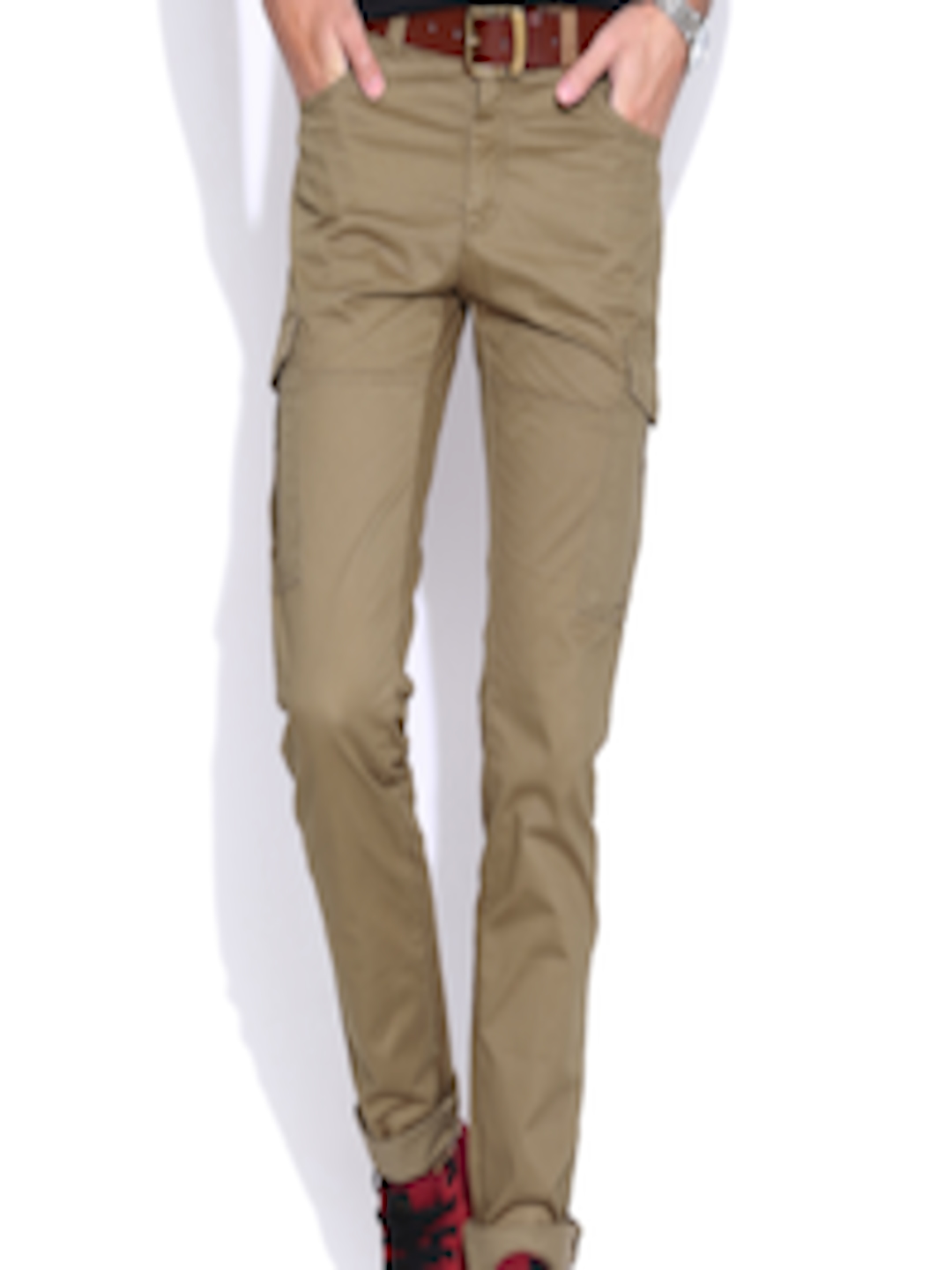 Buy John Players Olive Brown Skinny Fit Cargo Trousers - Trousers for ...