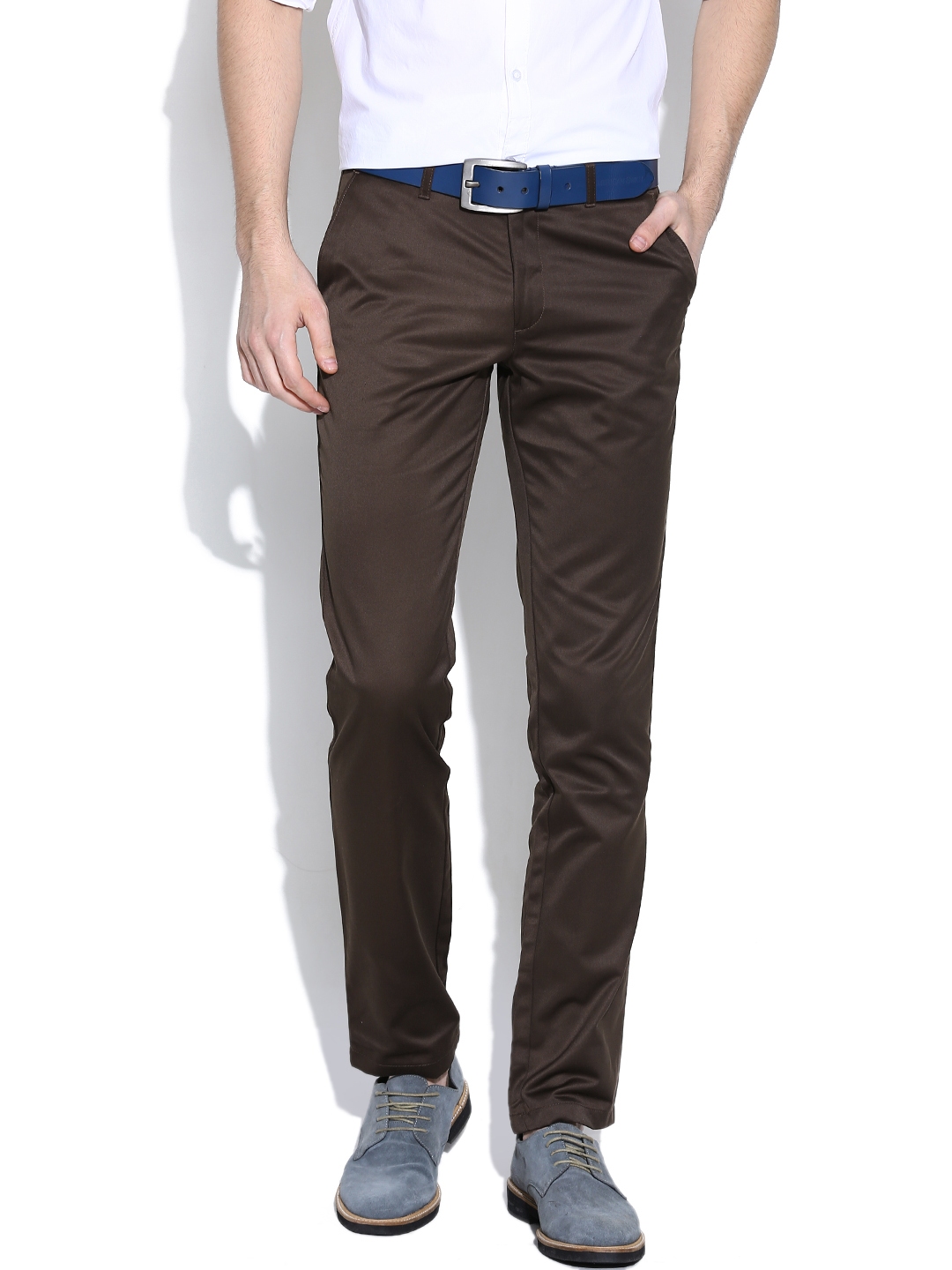 Buy John Players Brown Slim Fit Chino Trousers - Trousers for Men ...