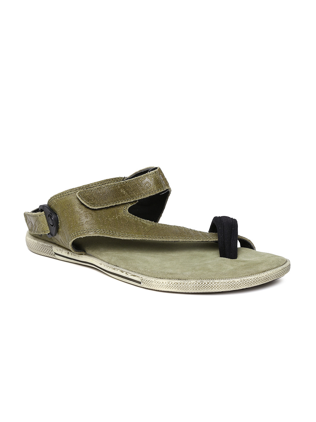 Buy Woodland Men Olive Green Leather Sandals Sandals for Men 947145
