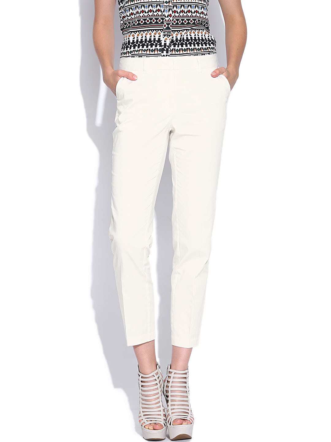 Buy Vero Moda Cream Coloured Trousers Trousers for Women 948536 Myntra