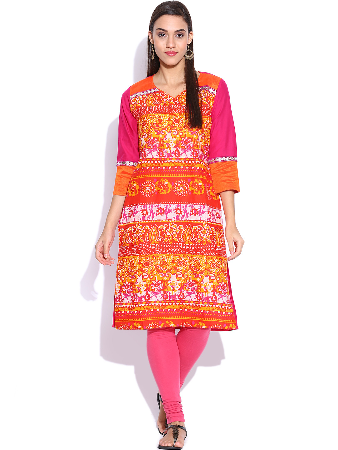 Buy Jaipur Kurti Orange & Magenta Printed Kurta Kurtas for Women 952578 Myntra