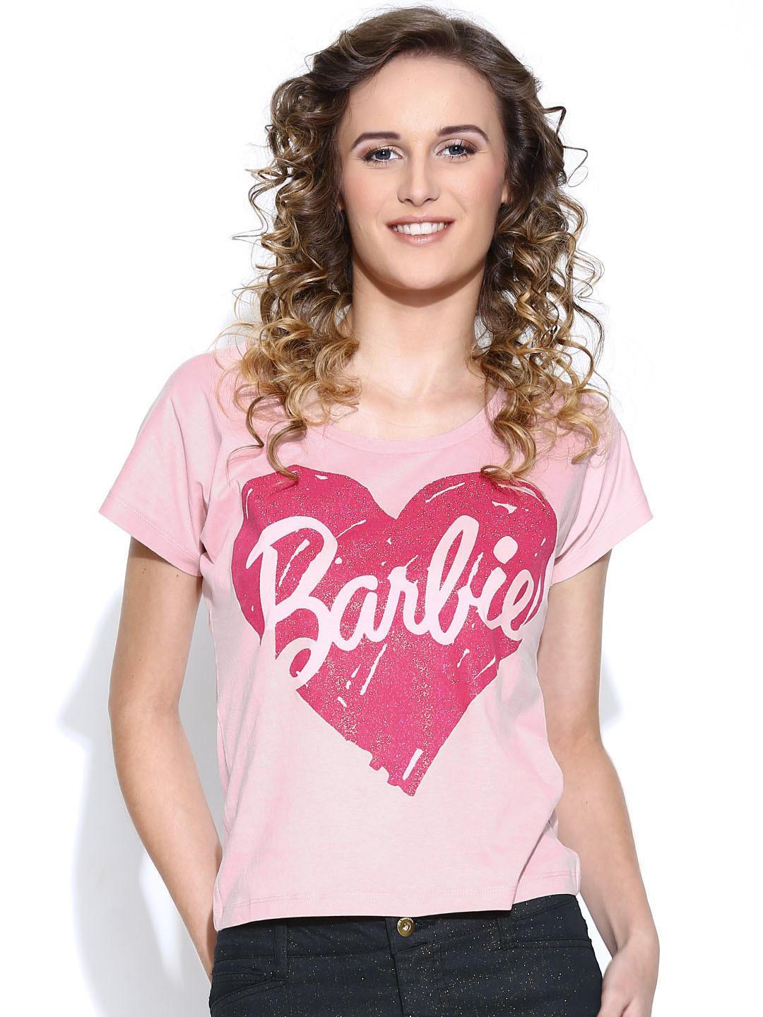Buy Barbie Pink Printed Pure Cotton T Shirt Tshirts for Women 954735 Myntra
