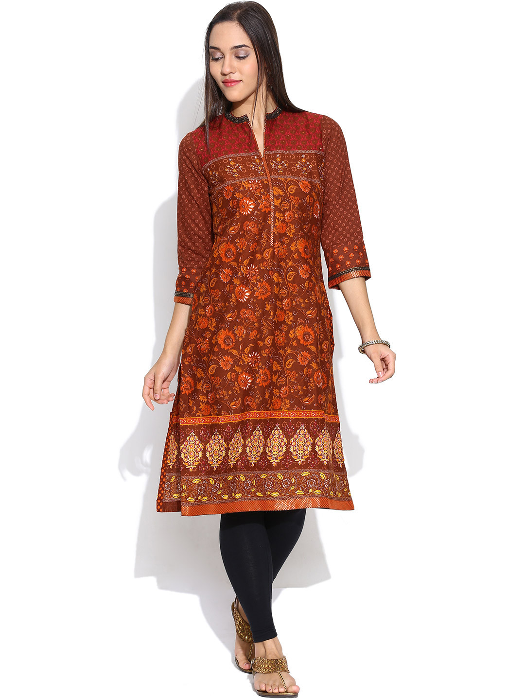 Buy BIBA Brown Printed Kurta Kurtas for Women 960476 Myntra