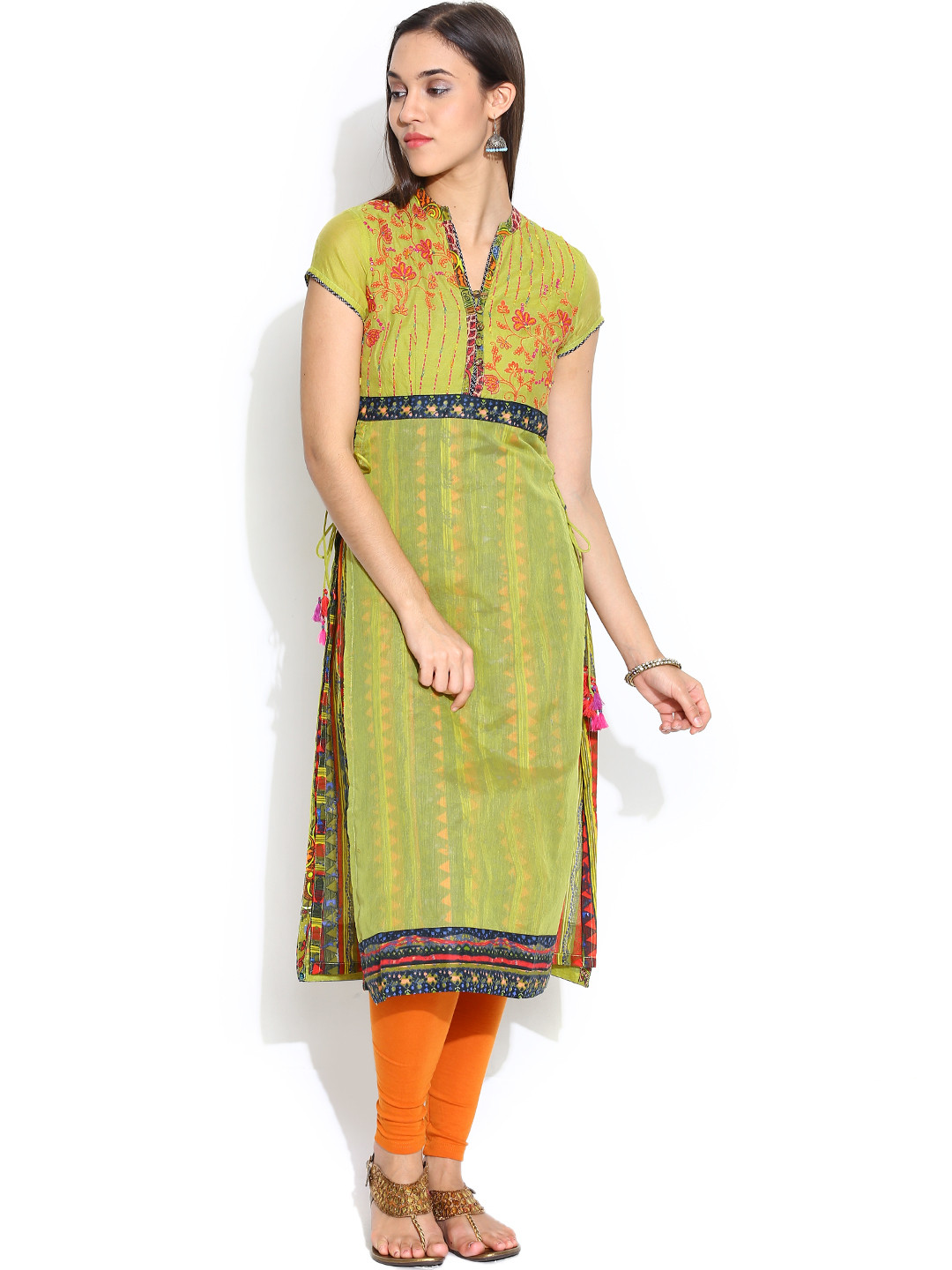 Buy BIBA Green Layered Kurta Kurtas for Women 960482 Myntra