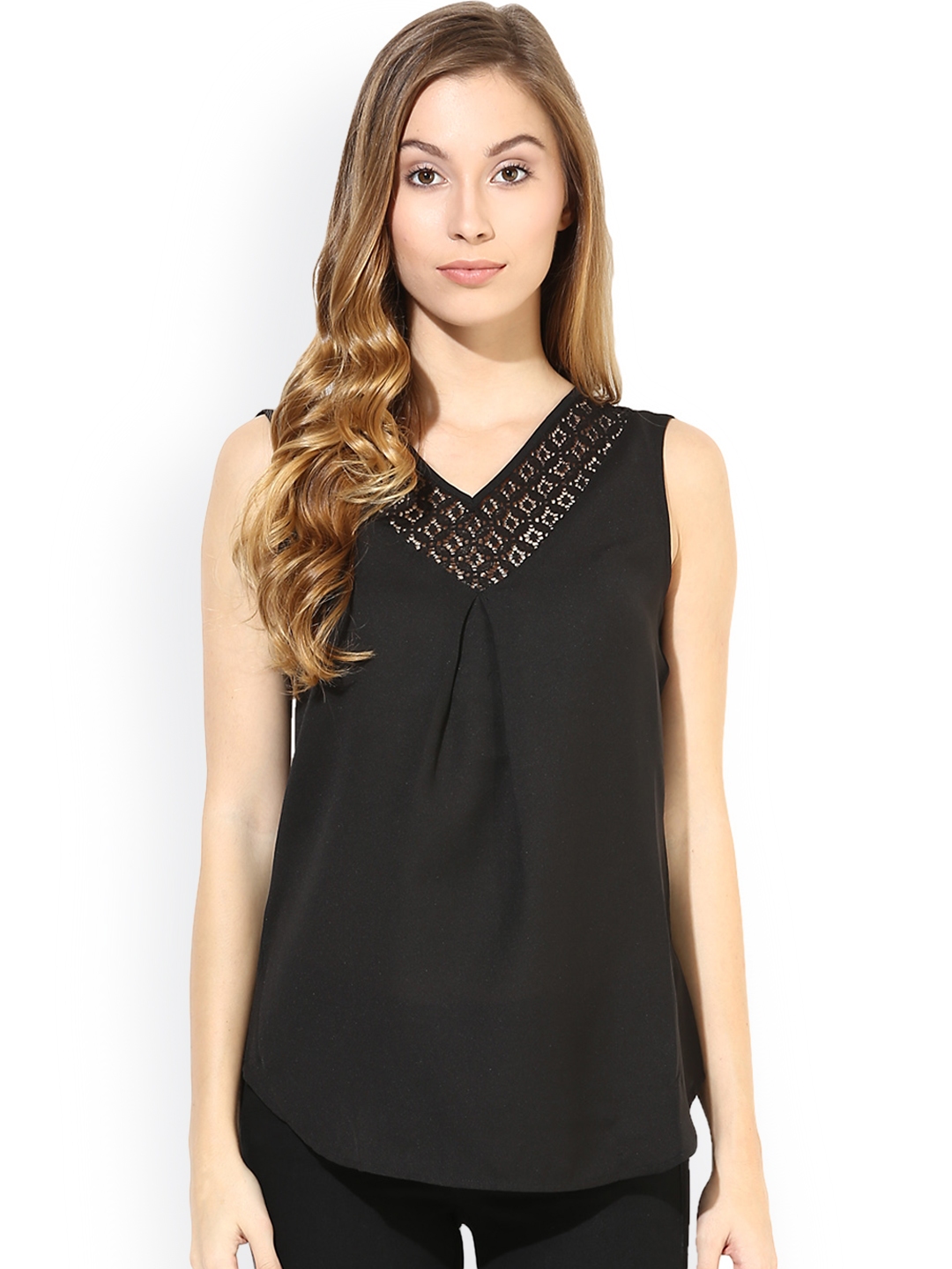 Buy The Vanca Black Top With Lace Detail - Tops for Women 965009 | Myntra