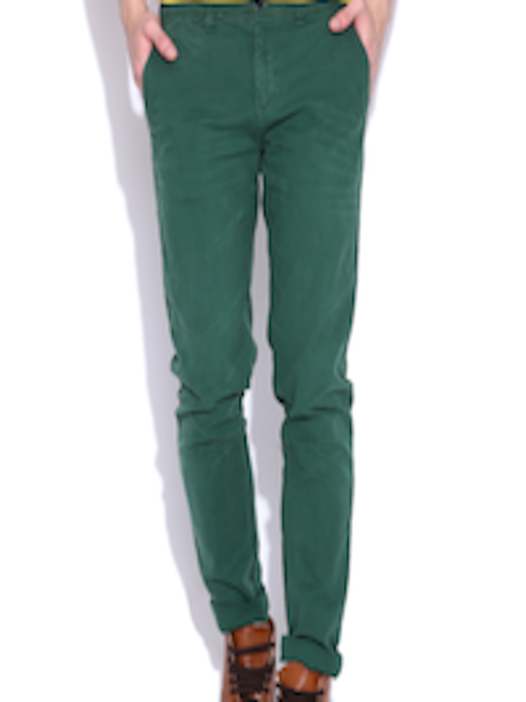 Buy United Colors Of Benetton Green Casual Trousers - Trousers for Men ...
