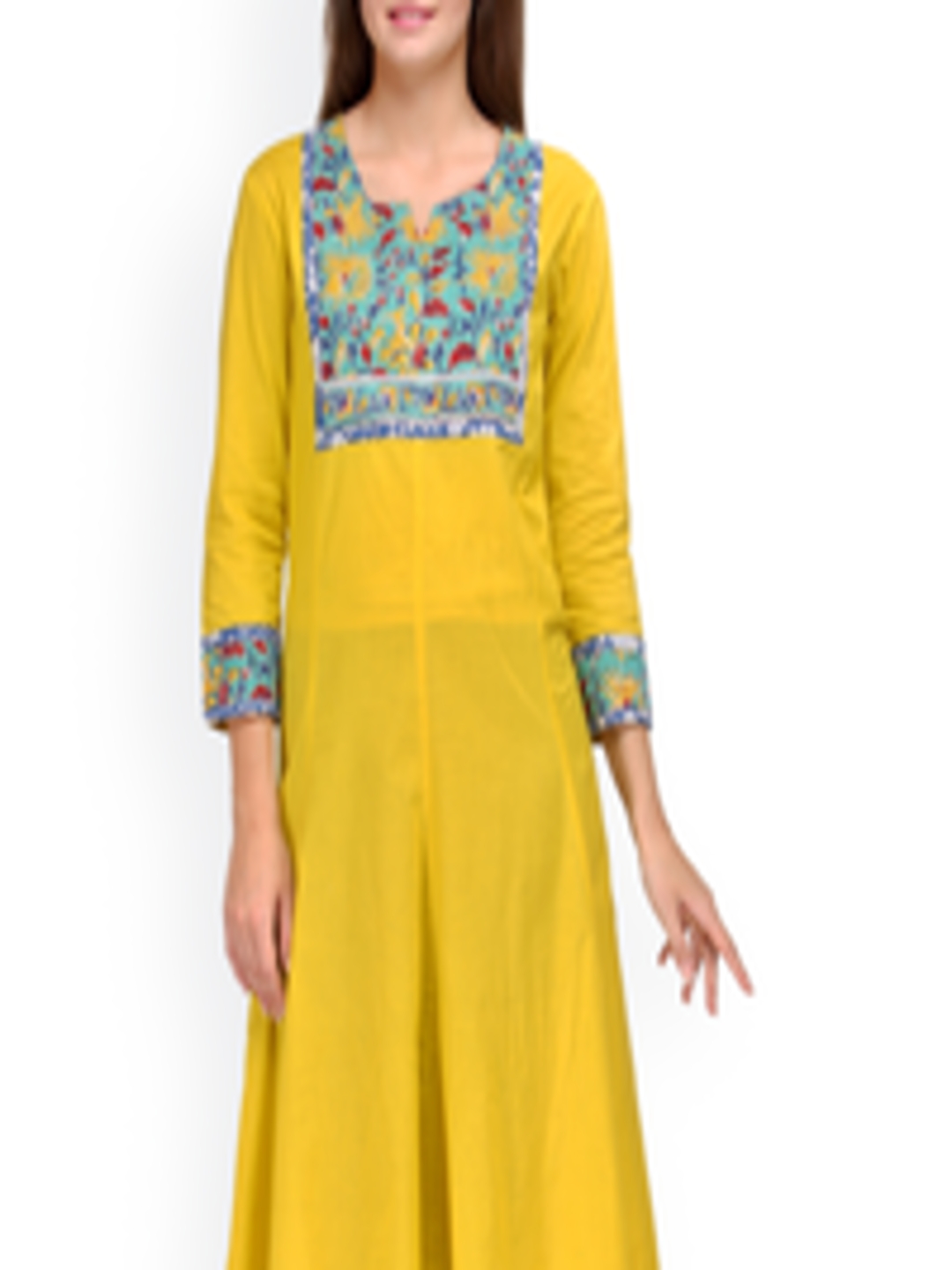 Buy Motif Yellow Kurta - Kurtas for Women 985780 | Myntra