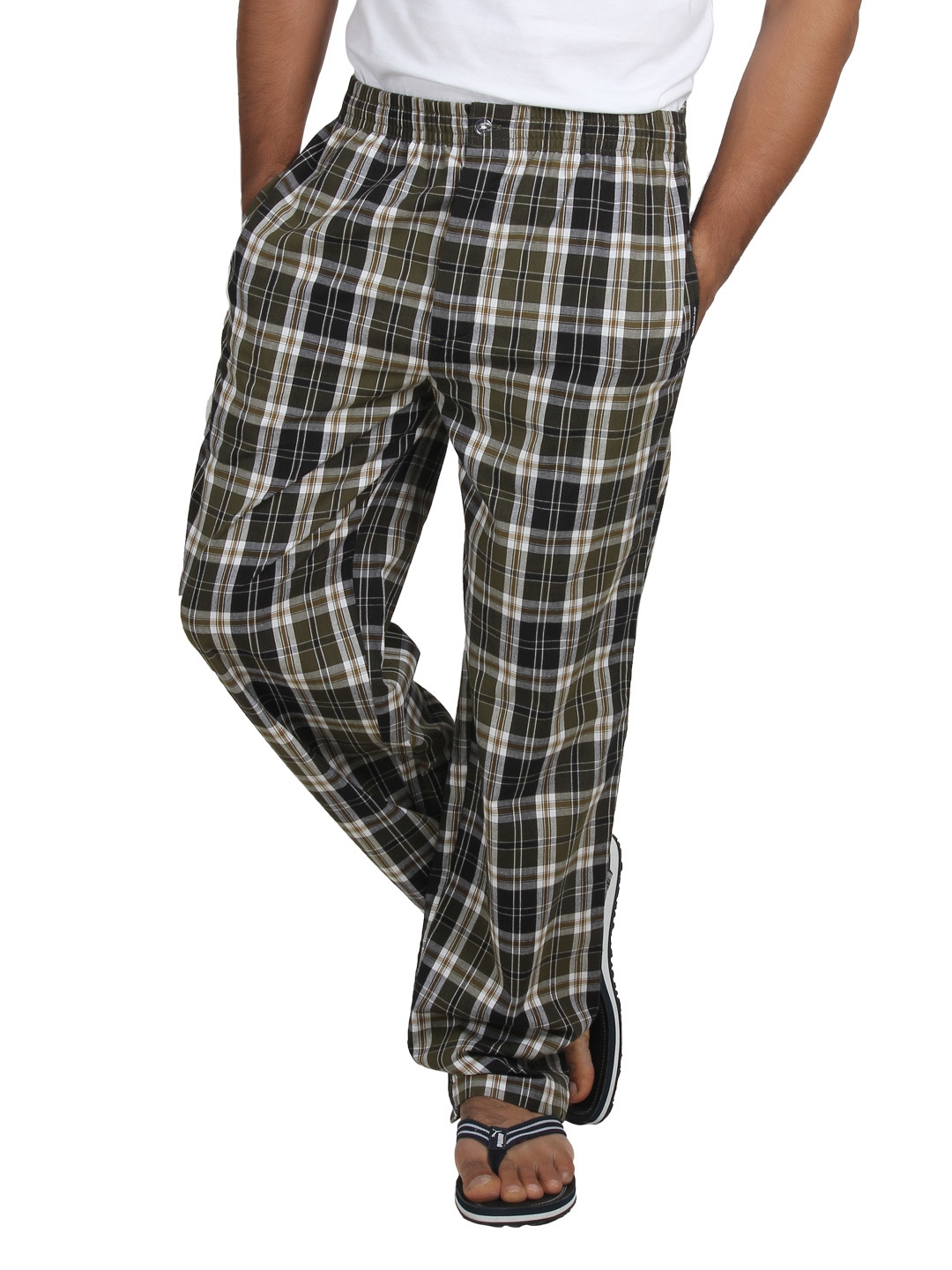Buy Chromozome Men Assorted Checked Pyjamas S 5264 - Lounge Pants for ...
