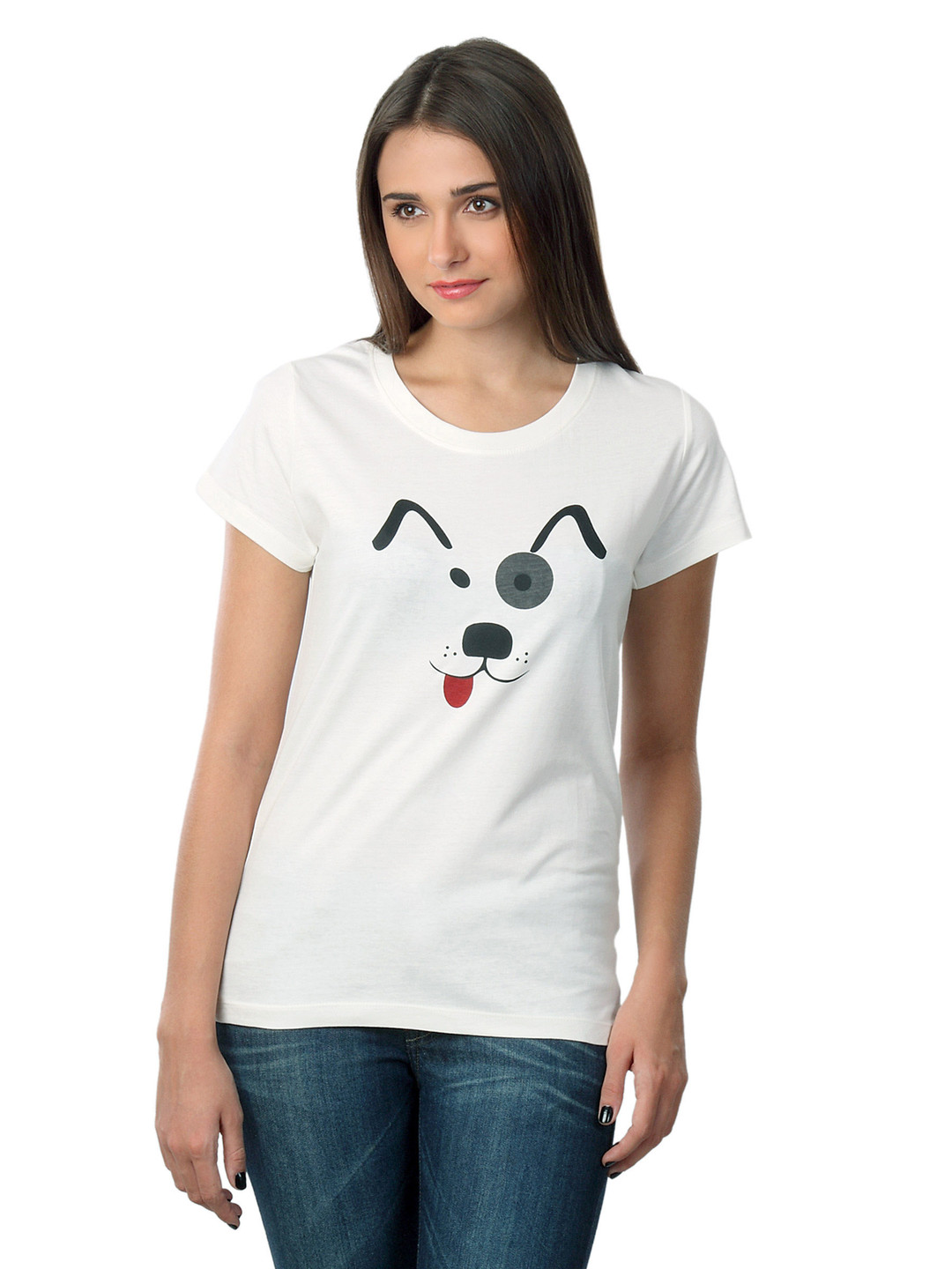 Buy Myntra Women Cute Dog White T Shirt Tshirts for Women 34438 Myntra