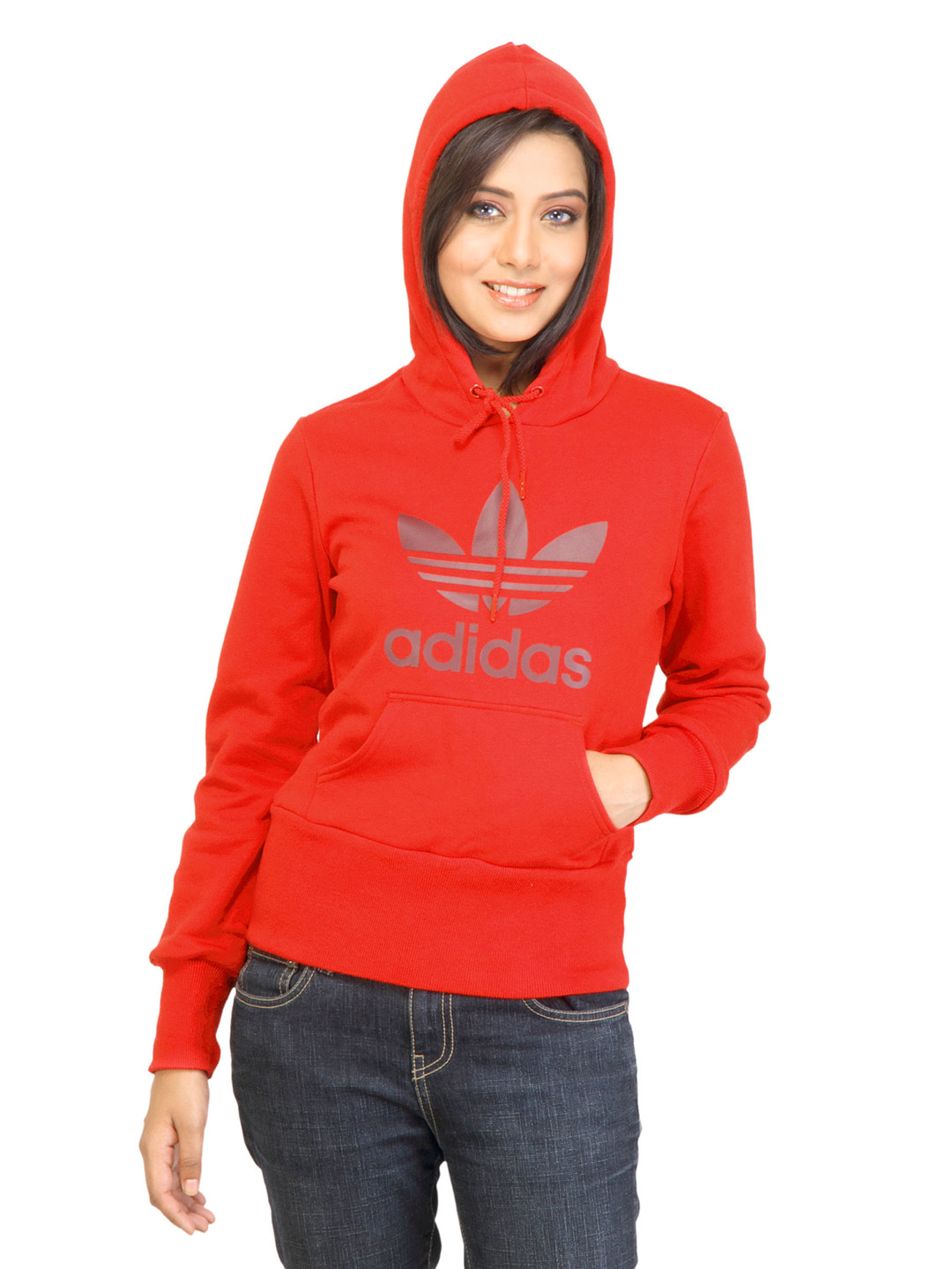 Buy ADIDAS Originals Women Trefoil Hoodie Red Sweatshirt Sweatshirts