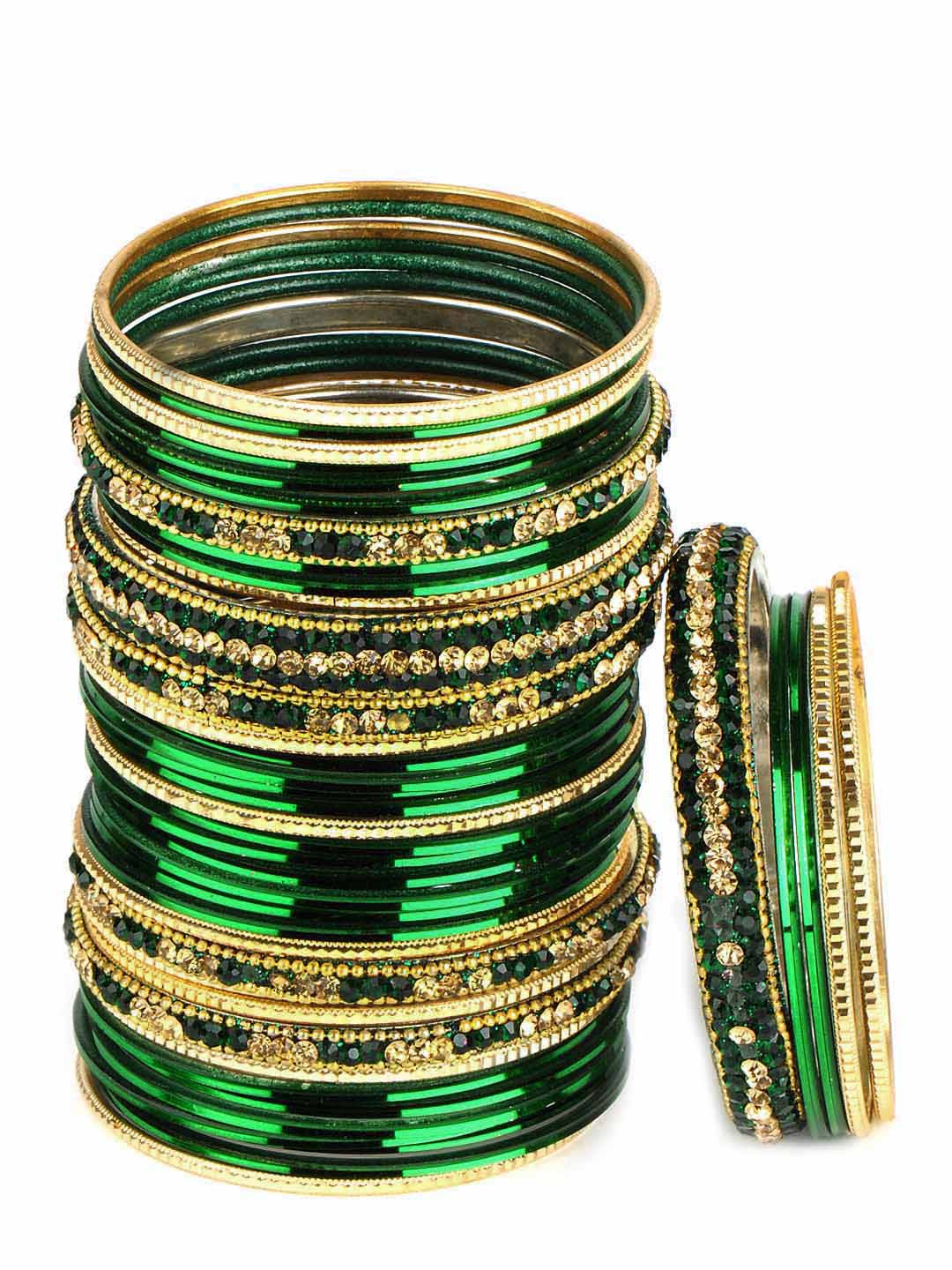 Buy Aadya Set Of Green Bangles Bangle for Women 103157 Myntra