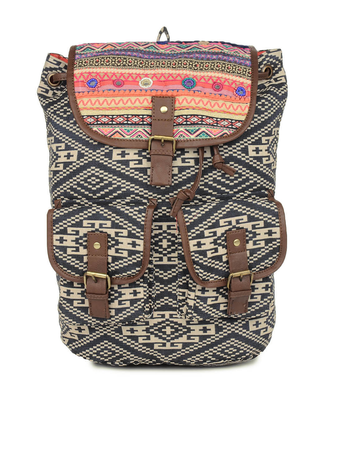 Buy Accessorize Cream And Navy Rucksack Backpacks for Women 128260