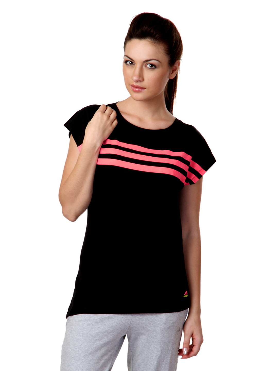 Buy ADIDAS Women Black Pure Cotton T Shirt Tshirts for Women 60657