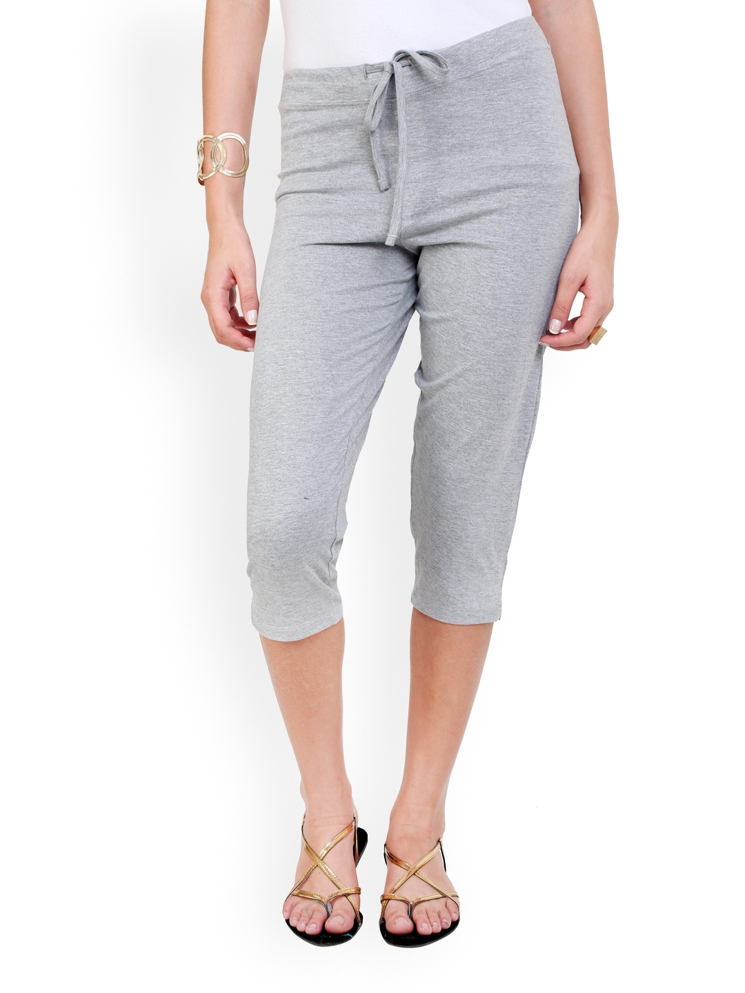 Buy Alba Women Grey Melange Capris - Capris for Women 348351 | Myntra