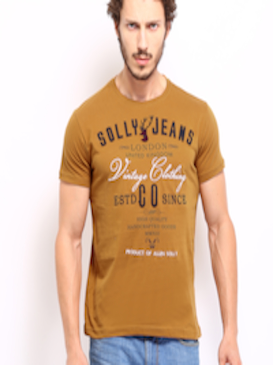Buy Allen Solly Men Brown Pure Cotton T Shirt - Tshirts for Men 463721 ...