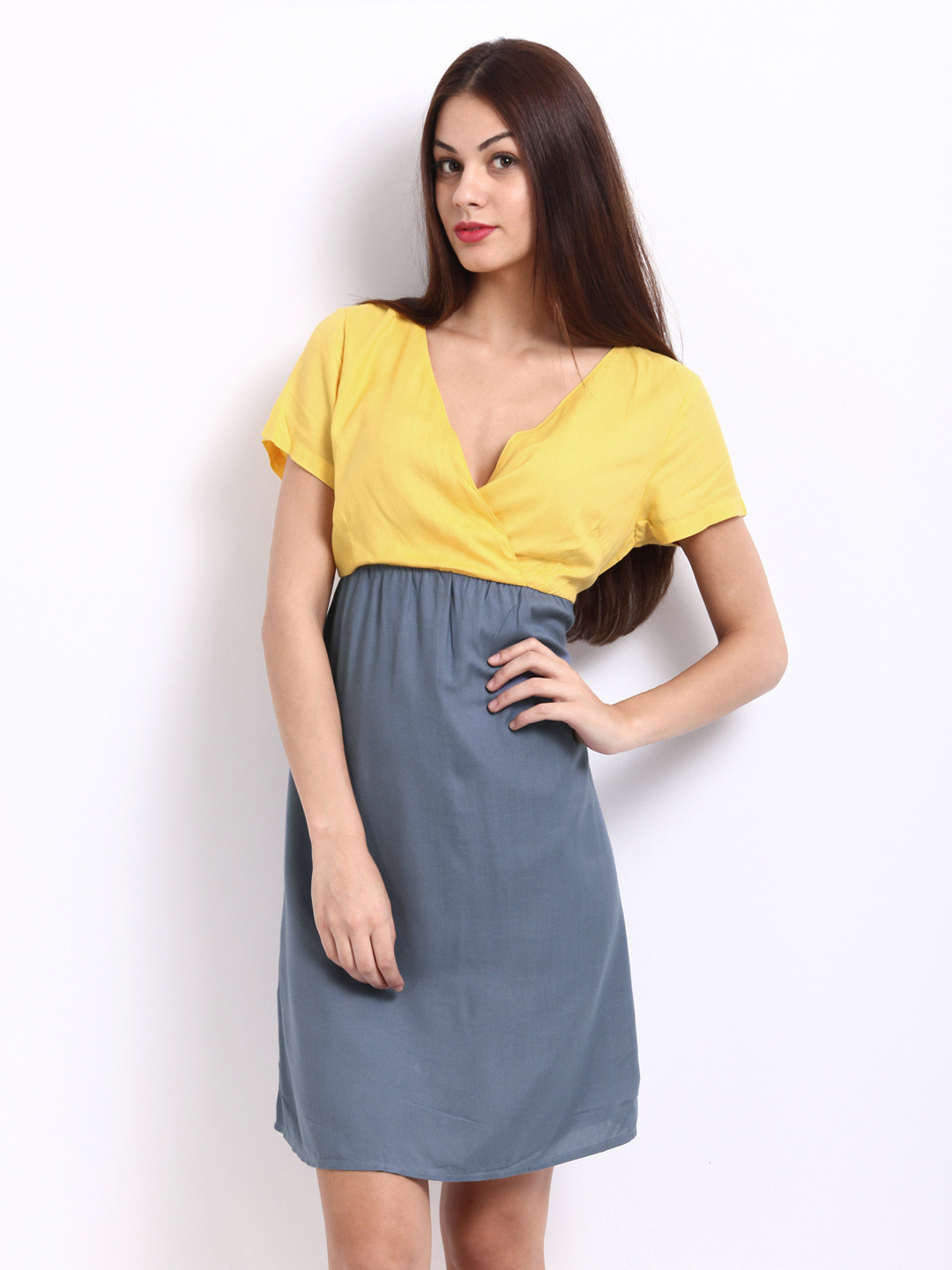 Buy Amari West Yellow & Grey Dress Dresses for Women 145153 Myntra