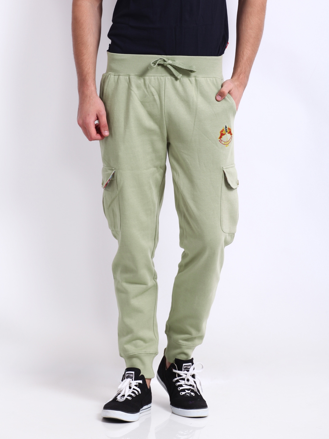 beige track pants