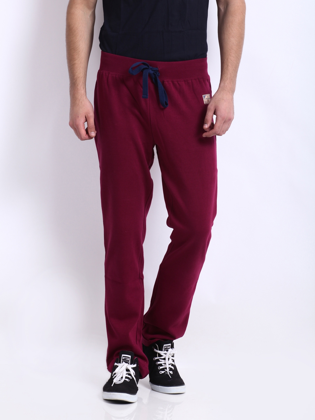 burgundy track pants mens