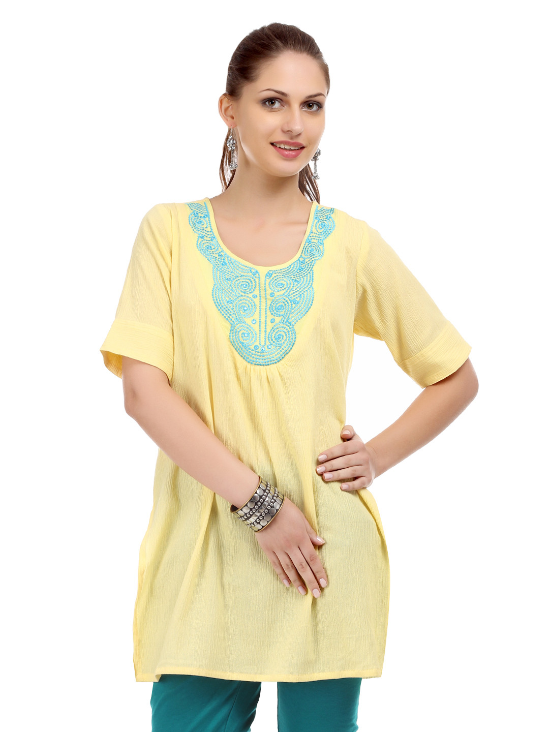 lemon yellow colour kurti